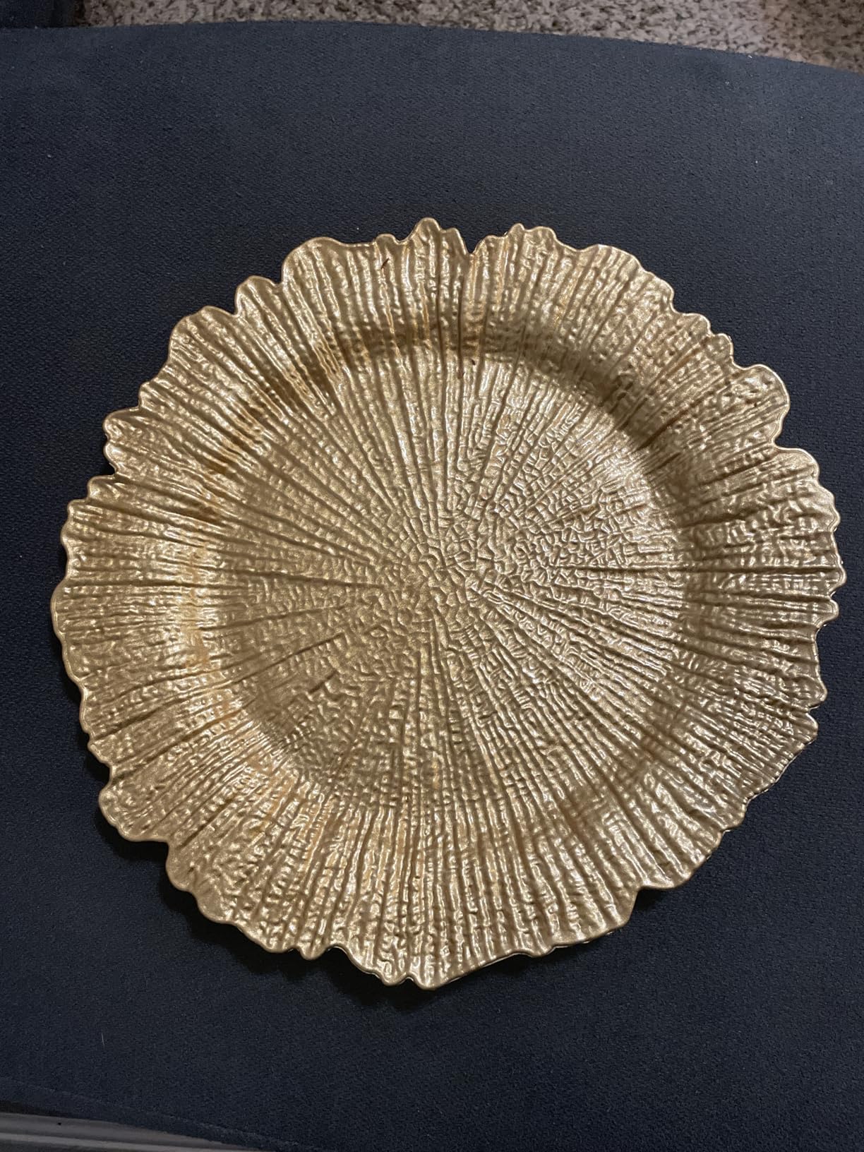 MAONAME Gold Charger Plates Set of 12, Reef Plate Chargers for Dinner Plate, Round Plastic Table Chargers for Thanksgiving, Christmas customer photo 1