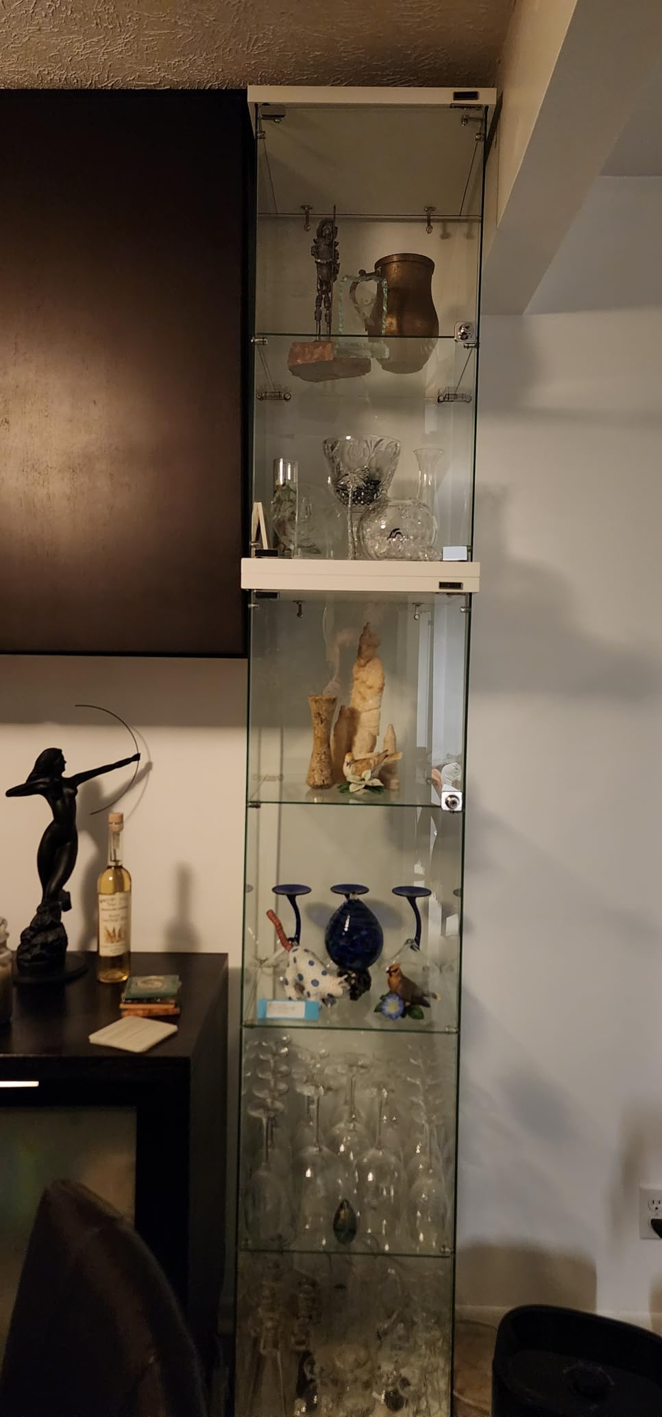 VIVOHOME 3 Layers 16''W x 16''D x 33''H Glass Display Cabinet Showcase Countertop with Lock, 4mm Tempered Glass 25mm MDF Base customer photo 1
