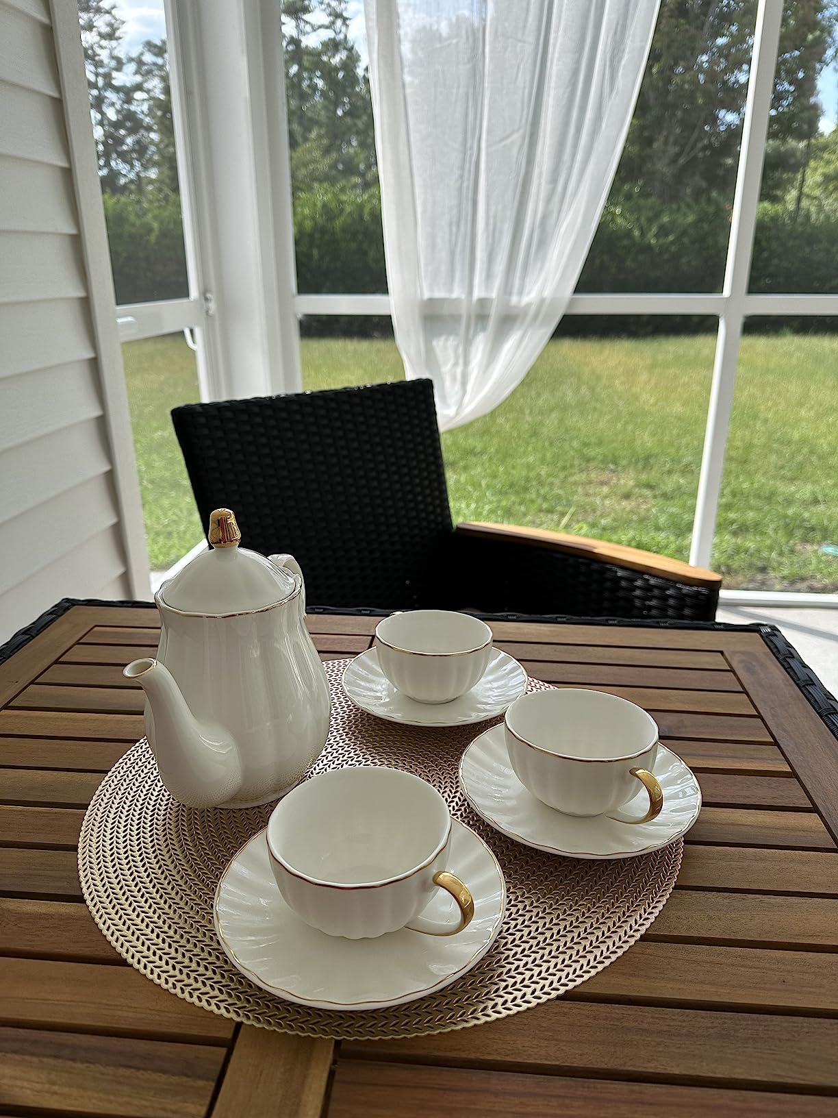 BTaT- Classic tea set, 13 pcs, Tea Cups (7oz), Tea Pot with Stainless Steel Infuser (32oz), Creamer and Sugar Set, Porcelain Tea Set, White Tea Set, Tea Pot Sets with Cups customer photo 1