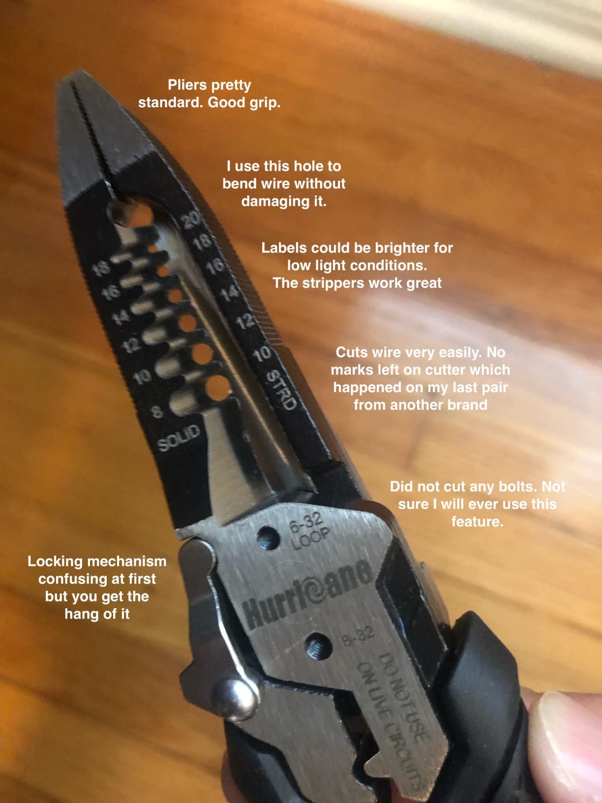 HURRICANE 6-in-1 Wire Stripper, Crimping Tool, Wire Cutter Stripping Tool, Multifunctional Electrical Pliers for Cable Stripper, Wire Crimper(8-18 AWG Solid, 10-20 AWG Stranded) customer photo 2