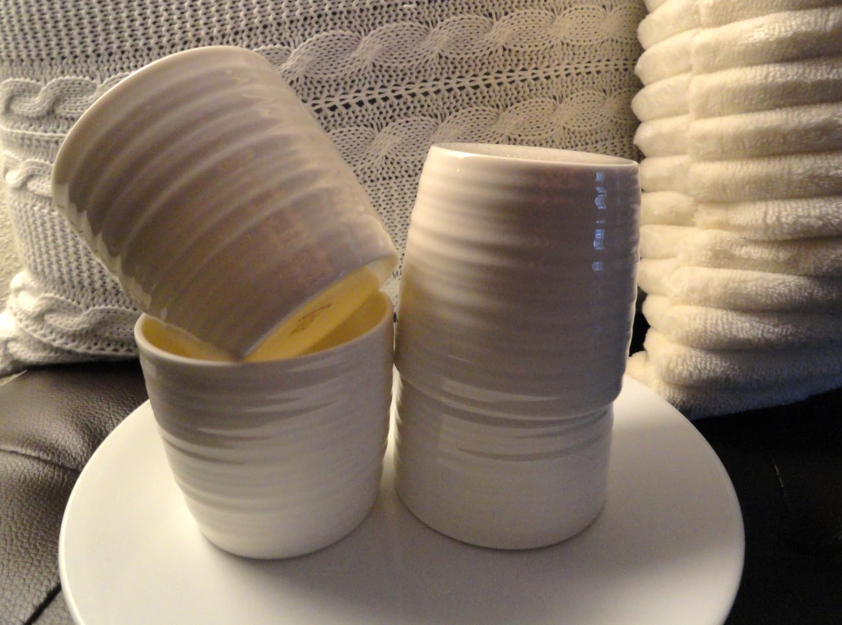 TEANAGOO Japanese Tea Cups Set of 4pcs, 6.9oz/205ml Elegant Ceramic Matcha Cups with Flat Base, Darker Grey Handleless Coffee Mugs, Microwave & Dishwasher Safe, Beautiful Gift Box customer photo 2