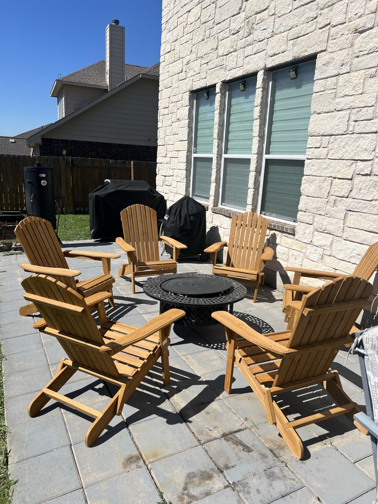 Folding Adirondack Chairs Wood Lawn Chair Wooden Lounger 350 LBs Support, Natural Finished Weather Resistant customer photo 2