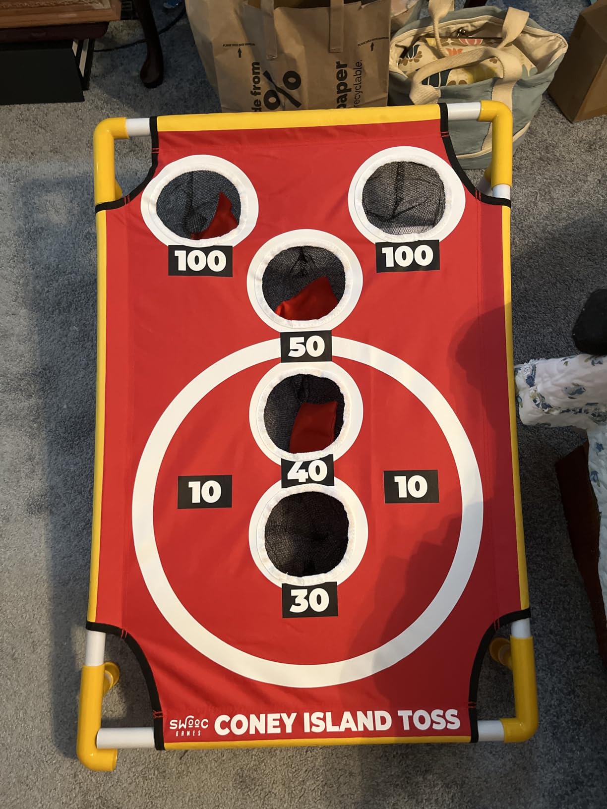 Swooc Games - Coney Island Toss - Arcade Style Cornhole Board Set w/Carrying Case & 15+ Games - Corn Hole Games for Adults - Kids Bean Bag Toss Game - Kids Cornhole Set w/Bags - Outdoor Yard Games customer photo 2