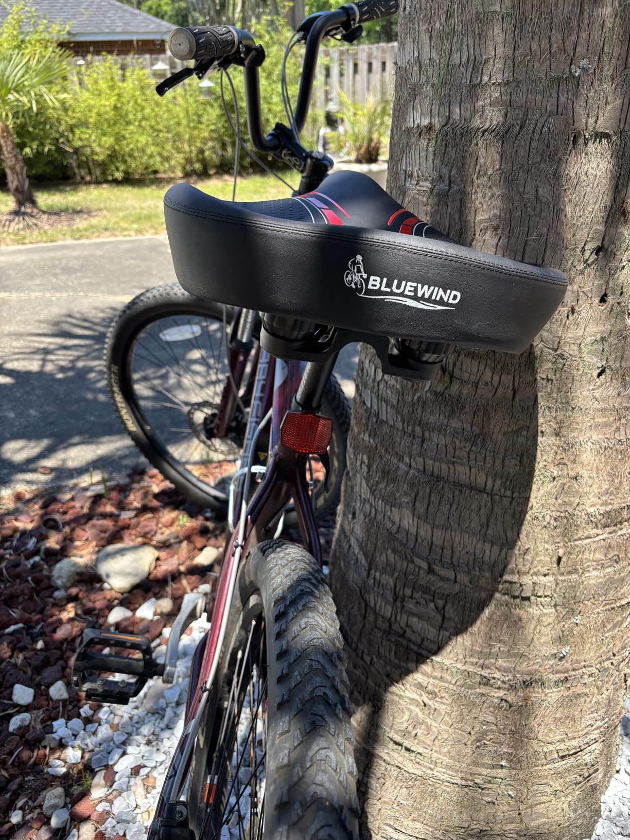 BLUEWIND Oversized Bike Seat, Wide Bicycle Saddle Novel Backrest Design for Electric Bike, Universal Fit Exercise Bike or Road Stationary Bike Seat Cushion for Men & Women customer photo 2