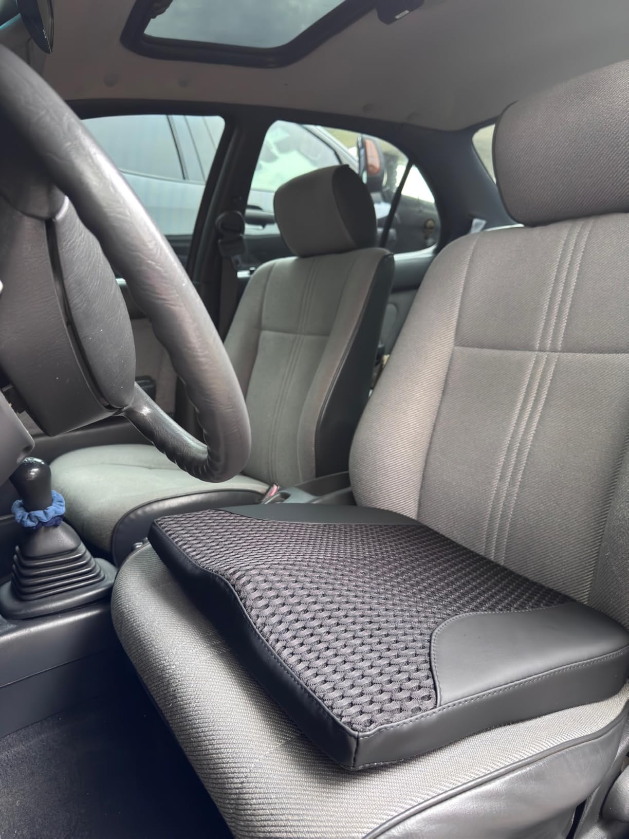 kingphenix Car Seat Cushion - Memory Foam Pad for Driving Comfort - Boosts Height and Relieves Coccyx & Lower Back Pain - Car, Truck, Office Chair (Leather & 4D Mesh Black) customer photo 2