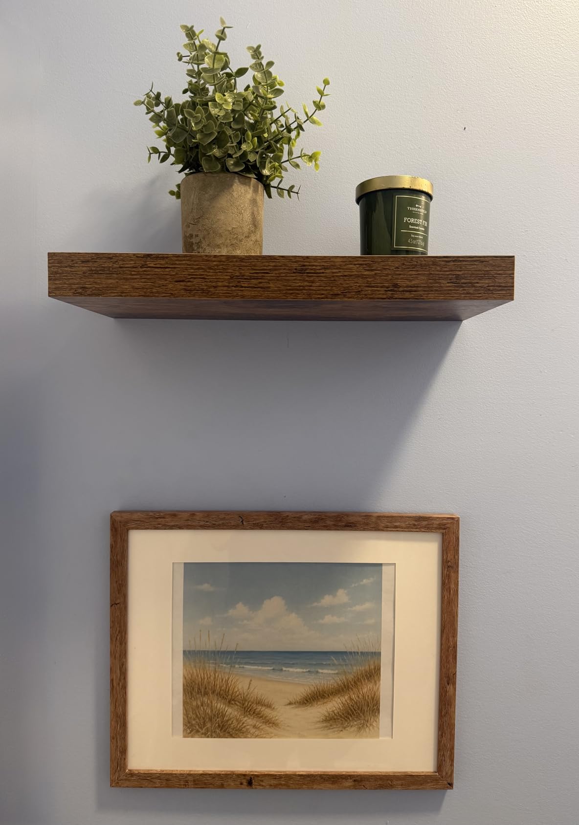 QEEIG Floating Shelves for Wall Bathroom Shelf Bedroom Kitchen Living Room Hanging Book Shelves Small Farmhouse Decor 16 inch Set of 3, Rustic Brown customer photo 1