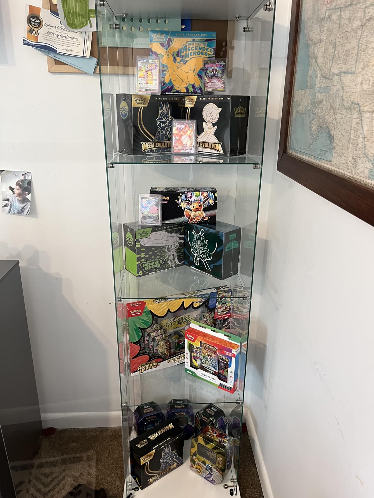 Beauty4U Glass Display Cabinet with 4 Shelves, Curio Cabinets for Living Room, Bedroom, Office, Black Floor Standing Glass Bookshelf, Quick Installation customer photo 2