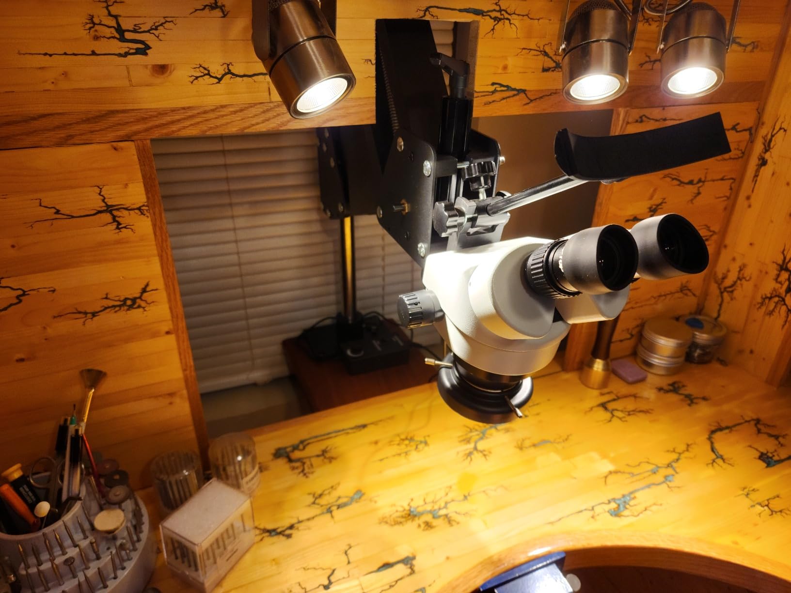 DZQ Jewelry Microscope, 7X-45X Magnification with Multi-Directional Spring Stand, 0.5X Barlow Lens, 60 Ring Light Illuminator & Dimmer Switch, Jewelers Microscope for Jewelry Engraving Setting Making customer photo 1
