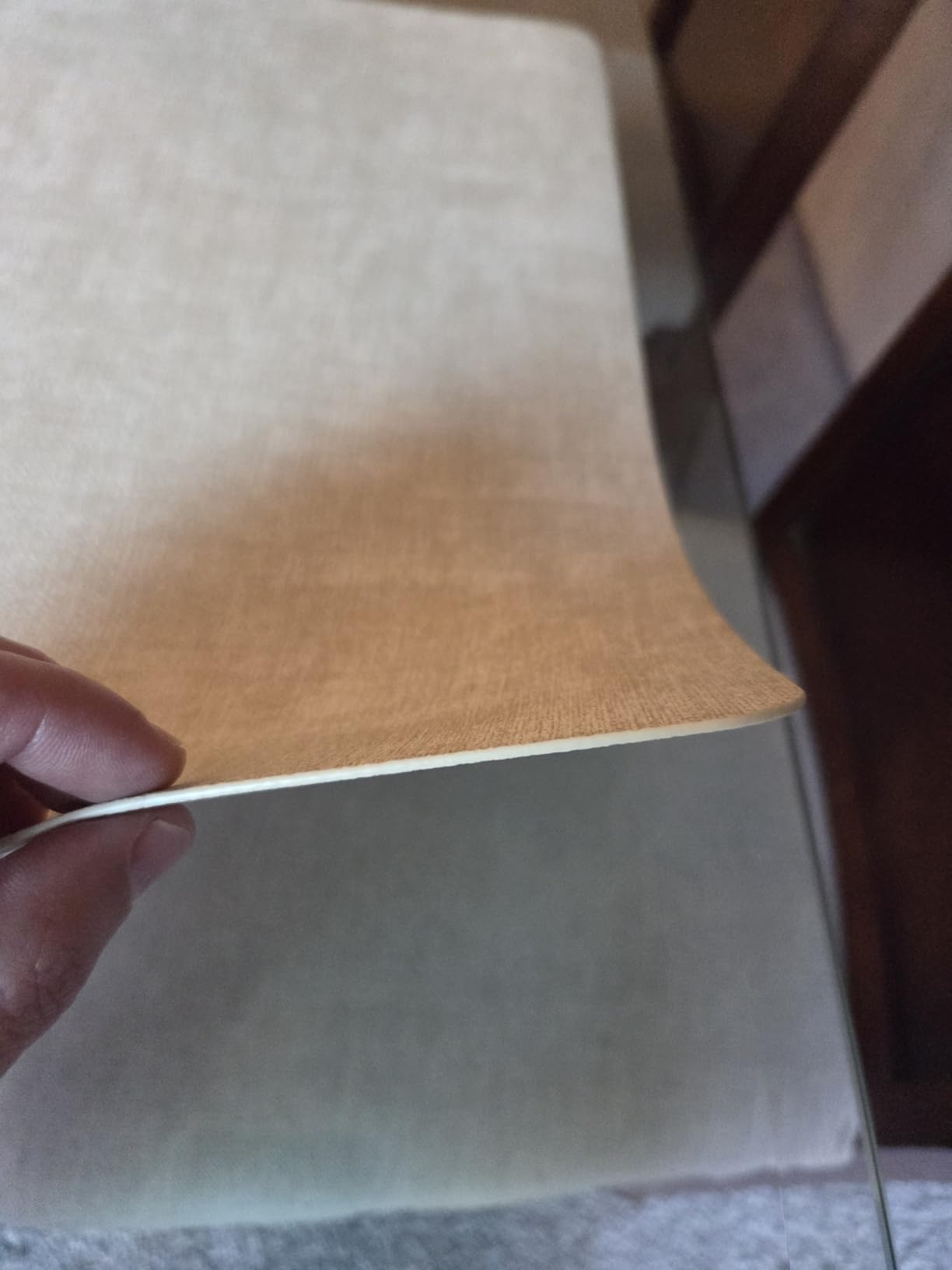 Maxpearl Faux Leather Placemats Set of 6 - Waterproof - Wipe Clean - Heat Resistant - Anti Slip Dining Table Place Mats, Suitable for Indoor & Outdoor Use, 17''x12'', Beige customer photo 1