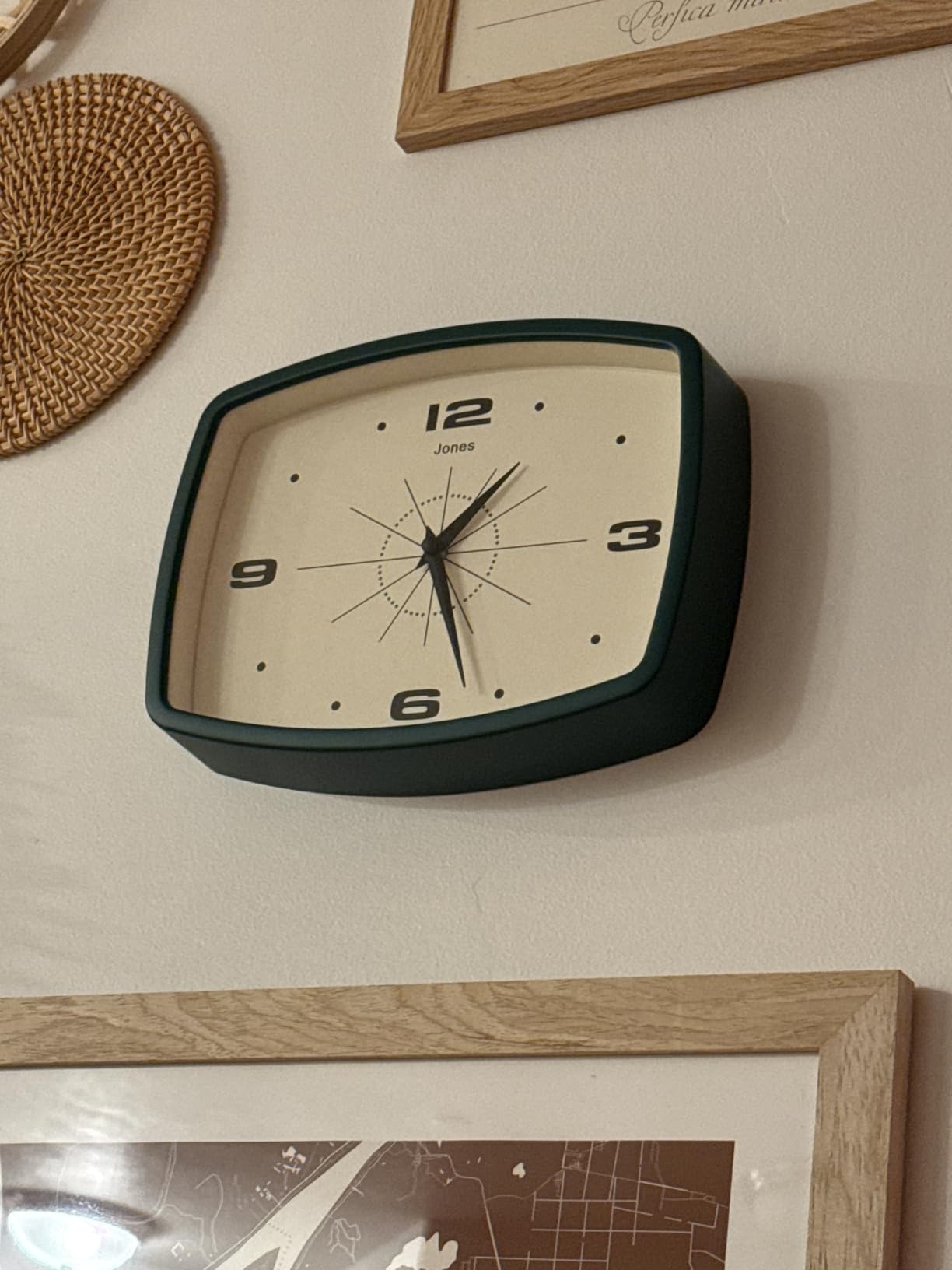 JONES CLOCKS Movie wall Clock | Retro Rectangular Clock | 10 inch | Orange | Cool mid-Century Designer Look for Kitchen, Living Room or Office customer photo 2