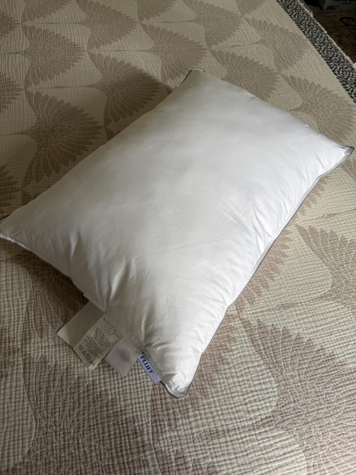FluffCo Basics Down Alternative Bed Pillows - Cooling Cotton Shell with Supportive Gel-Fiber Fill - Pillows for Side, Back, and Stomach Sleepers - Made in USA - Standard/Queen Size, Set of 2 customer photo 2