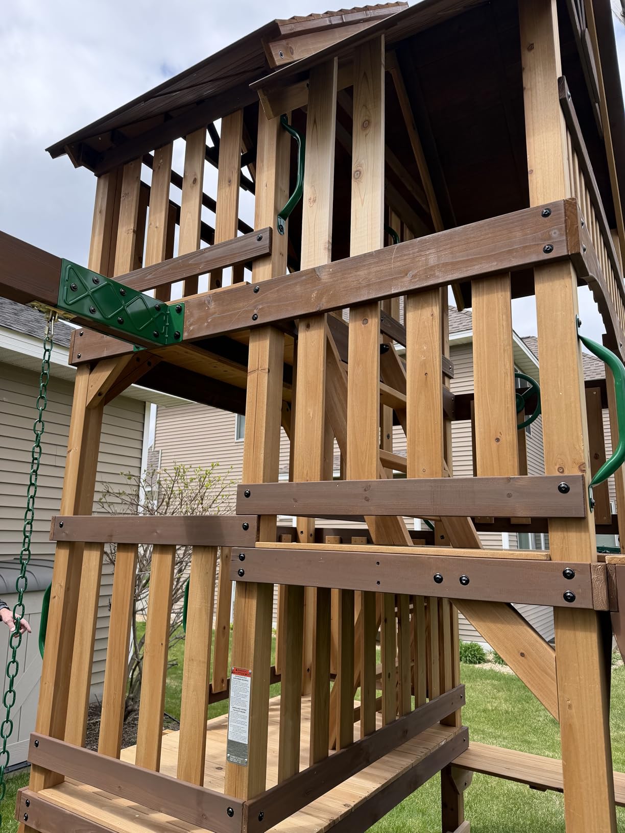 Backyard Discovery Highlander Cedar Wood Swing Set with Wave Slide, Three-Story Clubhouse, Rock Wall, Picnic Table, Belt Swings, Web Swing, Sandbox, Three Ladders, Toy Accessories, Outdoor Playset customer photo 2