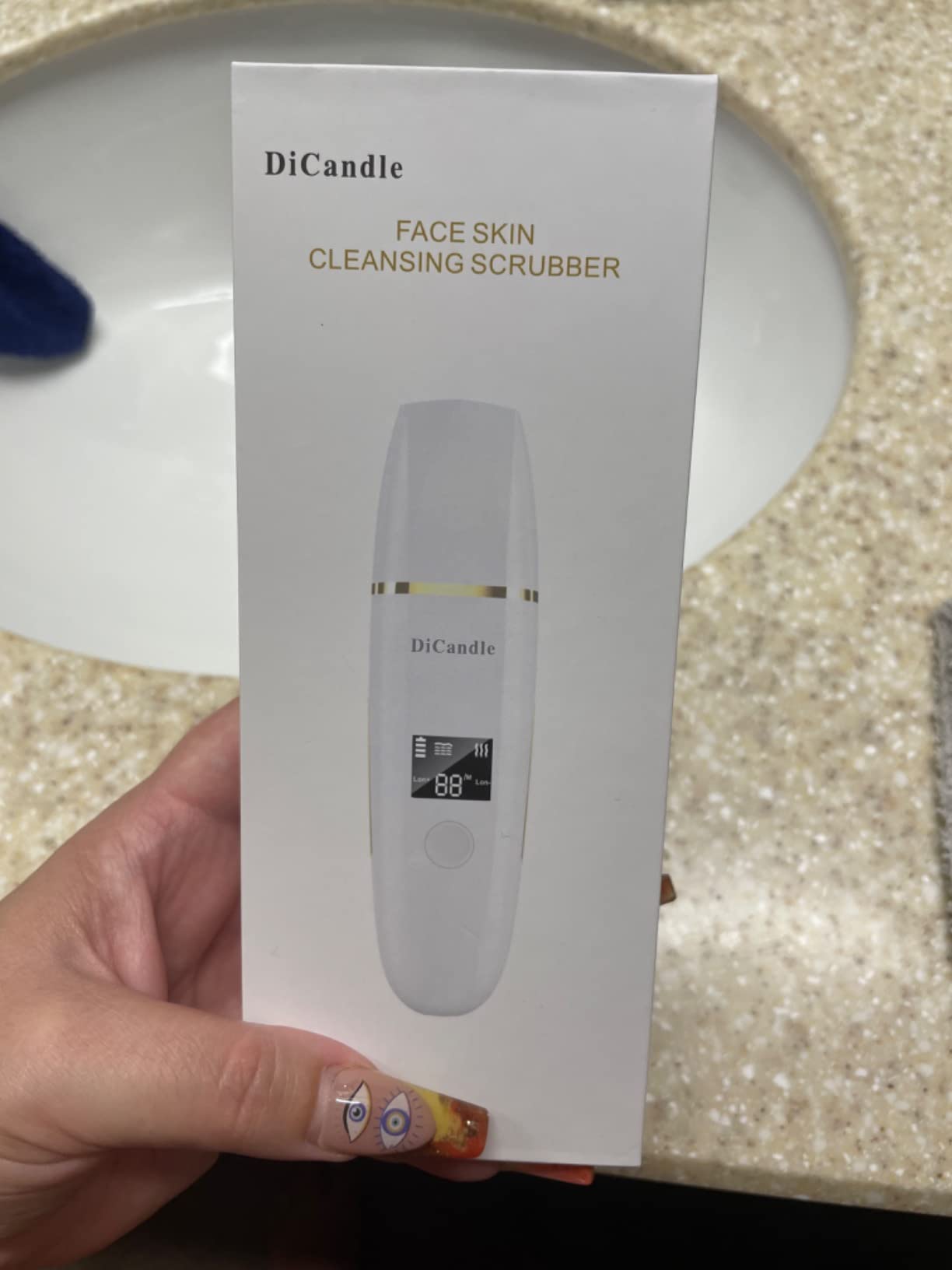 Skin Scrubber Facial Scrubber Blackhead Remover Cleaner Skin Spatula Skin Scraper (White&Gold) customer photo 1