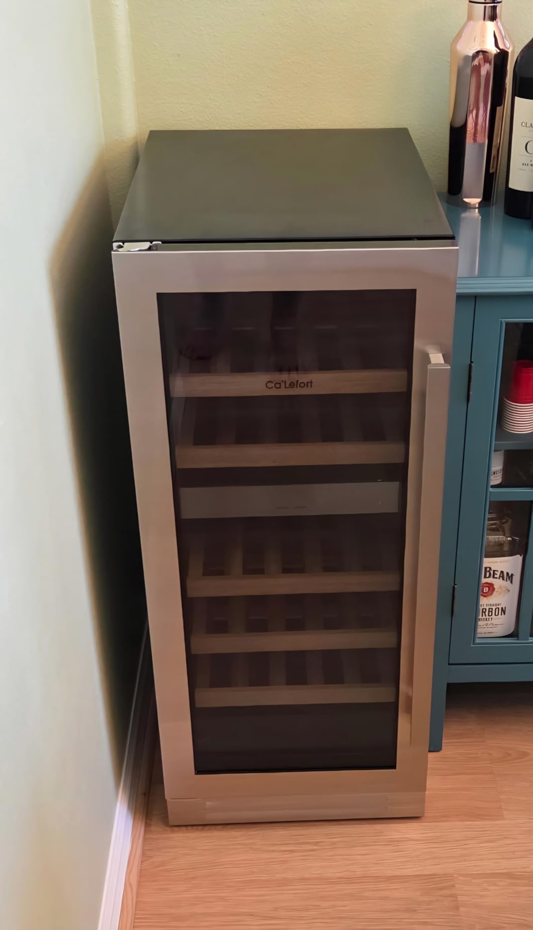 Ca'Lefort 15 Inch Wine Fridge, 33 Bottle Wine Cooler Refrigerator, 40-65°F Wine Refrigerator Glass Door, 3 LED Wine Fridge, Built-in or Freestanding Fridge for Home/Bar/Kitchen (3.0 cu.ft) customer photo 1