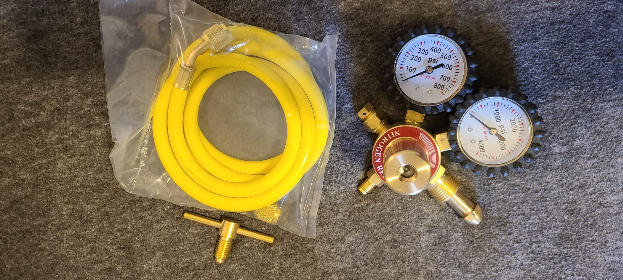 RX WELD Nitrogen Regulator with 0-800 PSI, CGA580 Inlet, Delivery Pressure Equipment Brass Inlet Outlet Connection Gauges with Refrigeration Hose customer photo 2