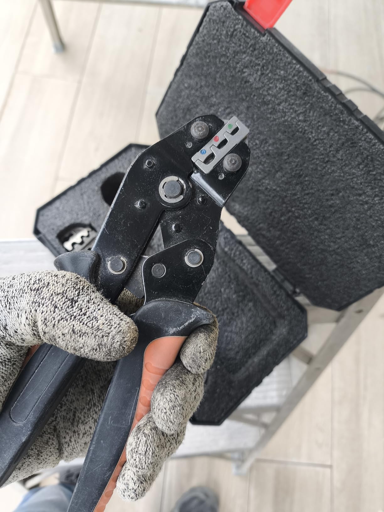 KF CPTEC 5PCS Ratchet Wire Crimping Tool Kit with Quick-Change Jaws for Heat Shrink, Insulated & Non-Insulated Connectors, Ferrules, Open Barrel, OT & UT Terminals - with Storage Case customer photo 1