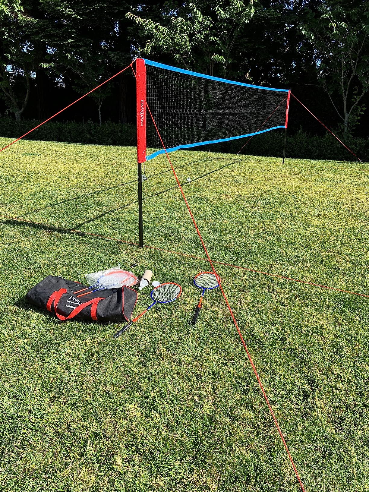 Zdgao Badminton Sets for Backyard, Portable Badminton Net with Tension Adjuster, Badminton Racket Set of 4, 3 Nylon Shuttlecocks, Boundary Line and Carry Bag for Backyard Beach Family Games customer photo 2
