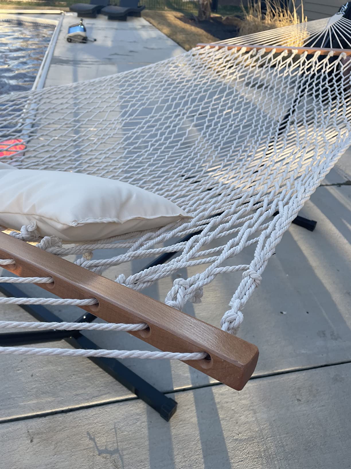 SUNCREAT Patio Portable Hammock with Stand, Carrying Bag, Outdoor Double Hammock with Stand Included, Gray Green Drops customer photo 1