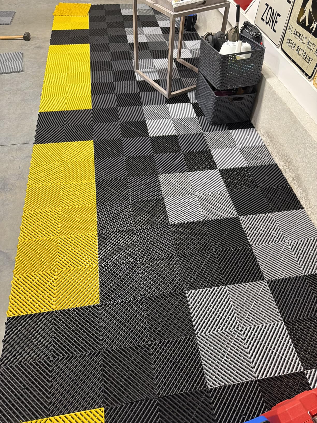 Swisstrax Ribtrax PRO Interlocking Garage Floor Tiles, 15.75 x 15.75-Inch, Jet Black, 24 Piece Set | Commercial-grade polypropylene customer photo 1