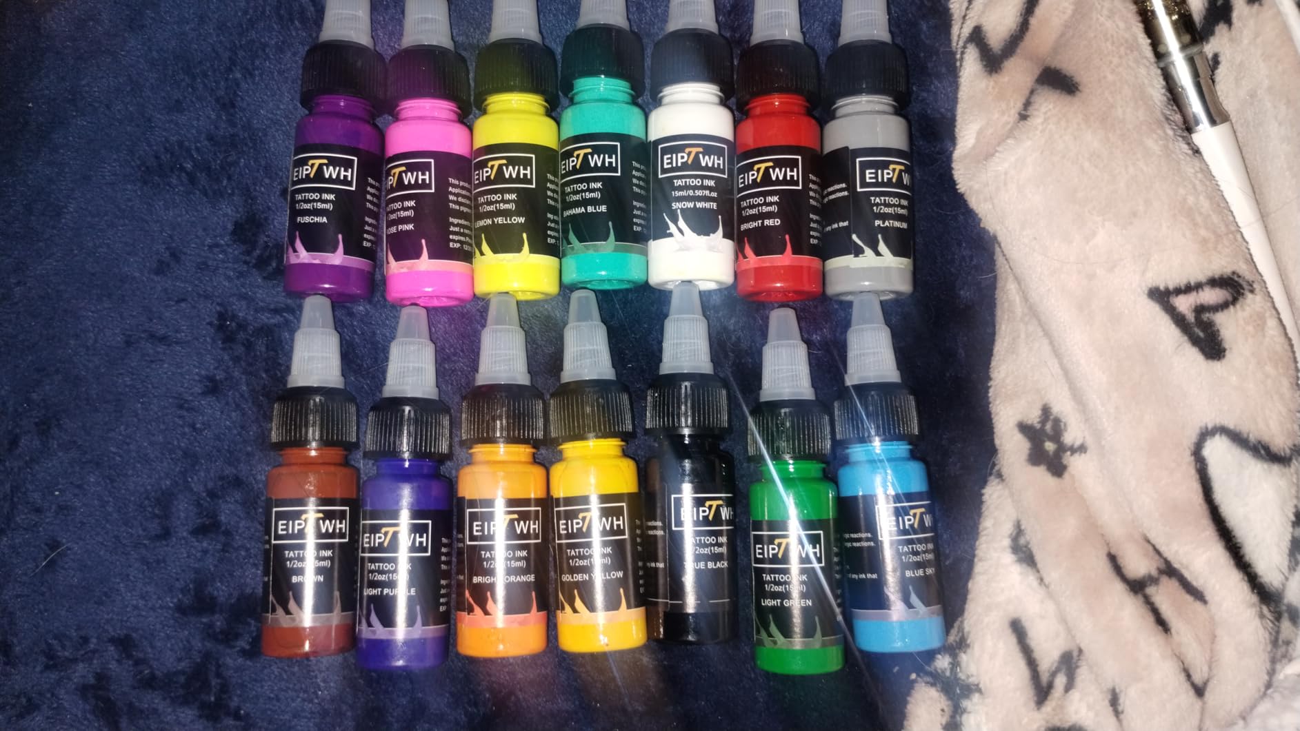 14 Colors Tattoo Ink Set,15ml 1/2oz Tattoo Ink Colors Set for Outlining&Shading,Professionals Tattoo Pigments for Tattoo Body Art customer photo 2