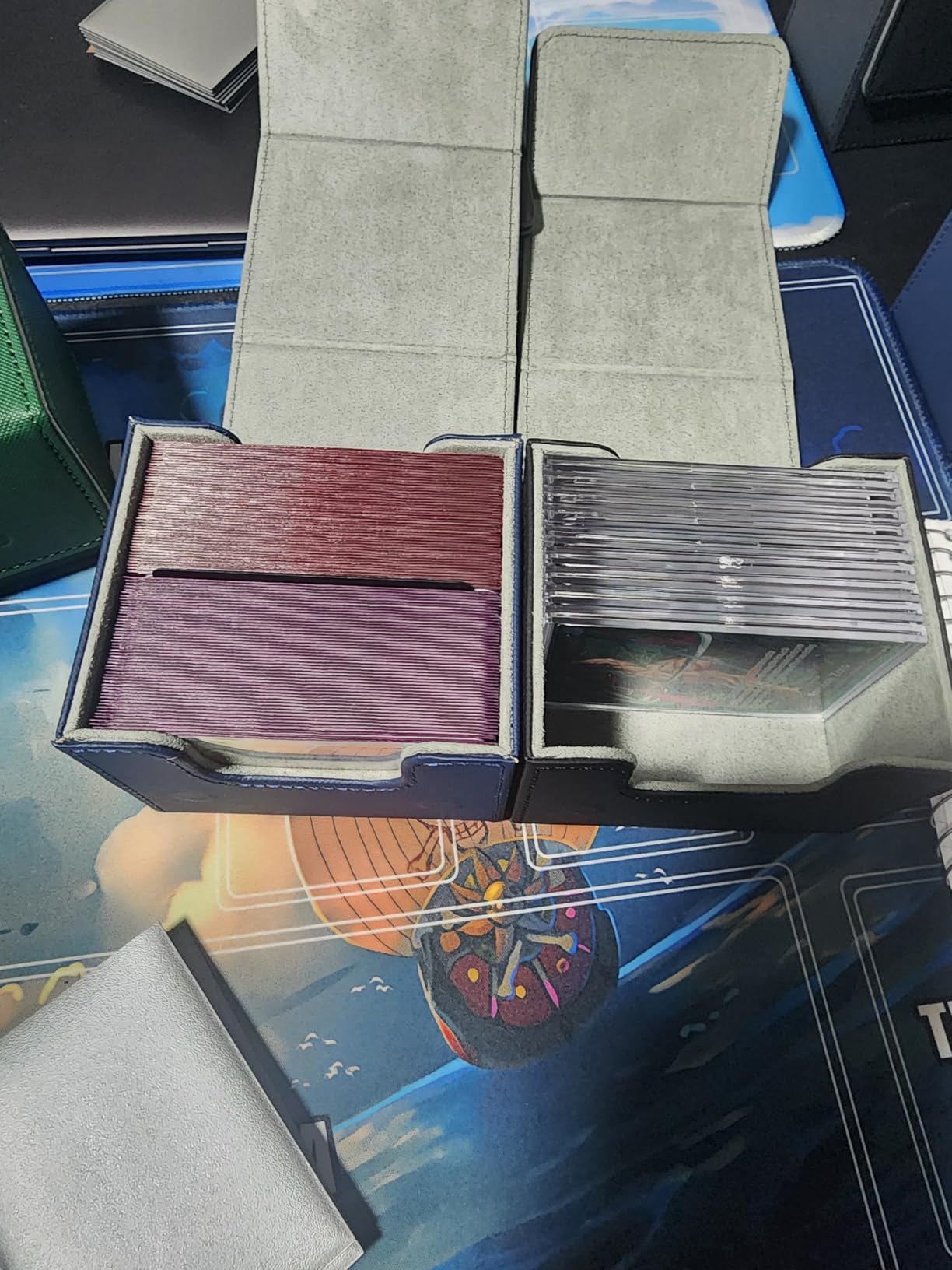 Mlikero 4 Pack Card Deck Box, Commander Deck Box Holds 400+ Single Sleeved Cards with 4 Dividers, Leather Magnetic Card Box Fit for MTG, TCG (4 Colors) customer photo 1