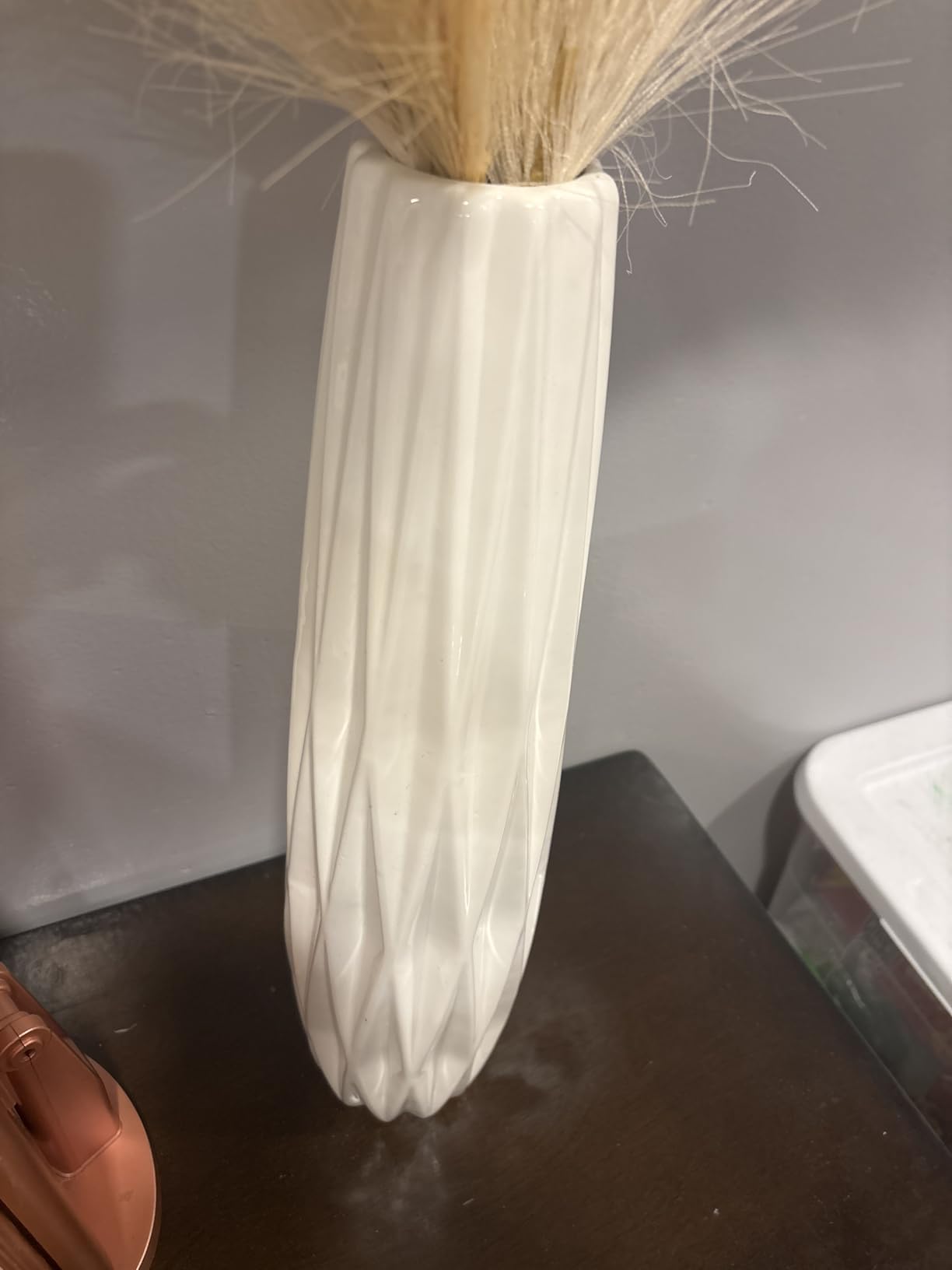 White Ceramic Tall Vase, 17.5