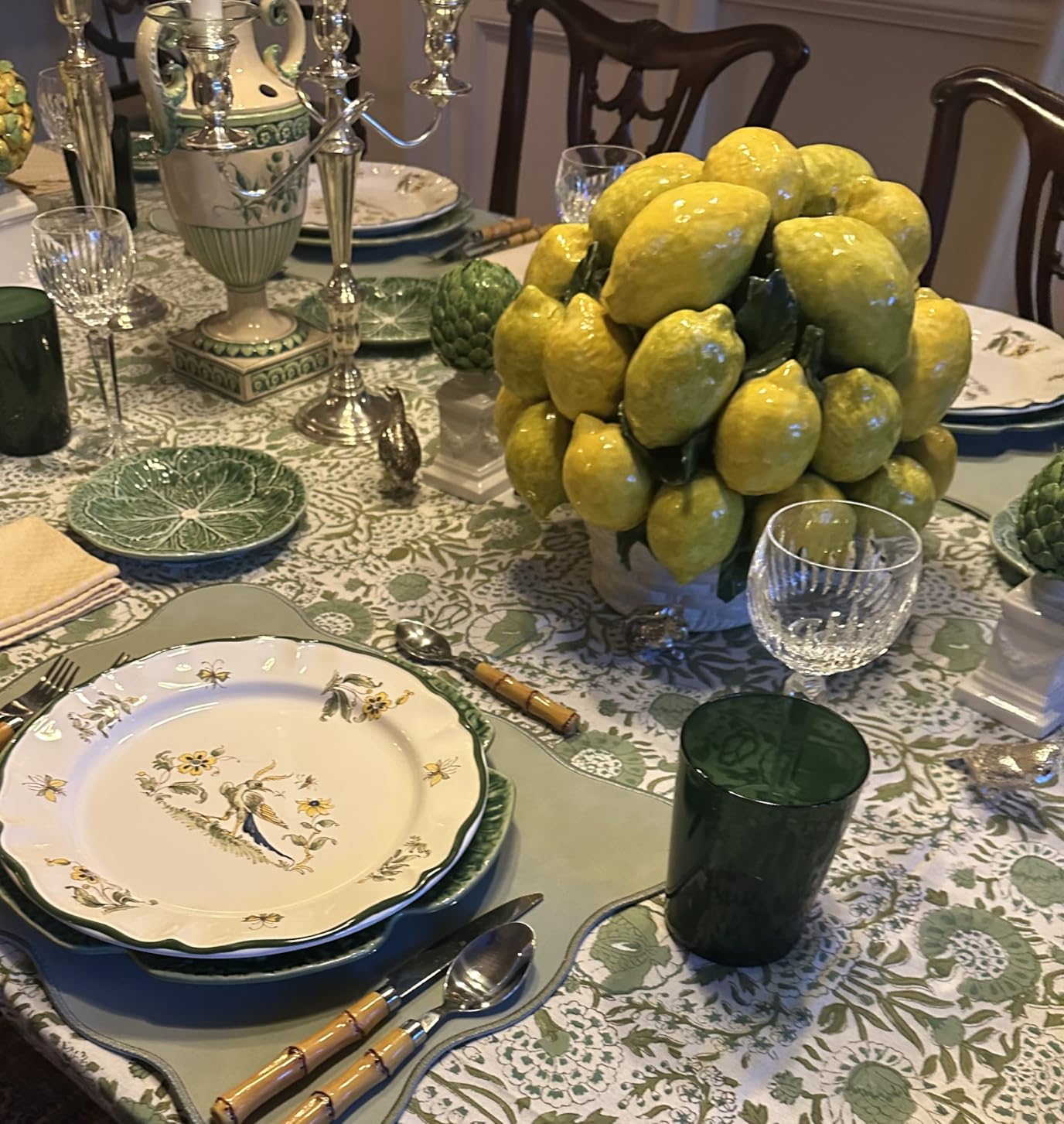 CPC Tablecloth 100% Cotton 60x60 Inch Indian Block Print Square Table Cover, Table Cloth for Weddings, Spring/Summer, Barbeque - Agate Green customer photo 2