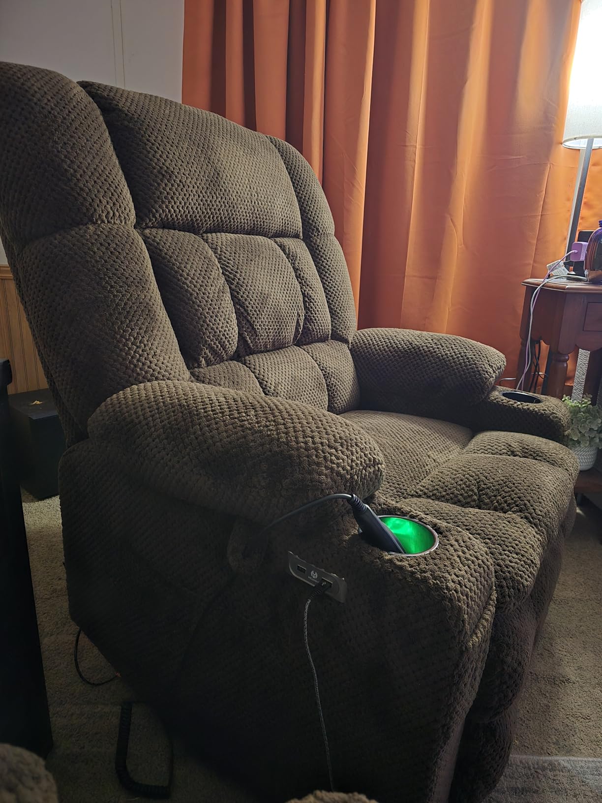 MCombo Dual Motor Power Lift Recliner Chair for Elderly, Massage Heat 7890 | Zero Gravity Lift Chair, Infinite Position, Lay Flat, USB Ports, Cup Holders, FSC, OEKO-TEX, Fabric (Medium, Mocha) customer photo 2