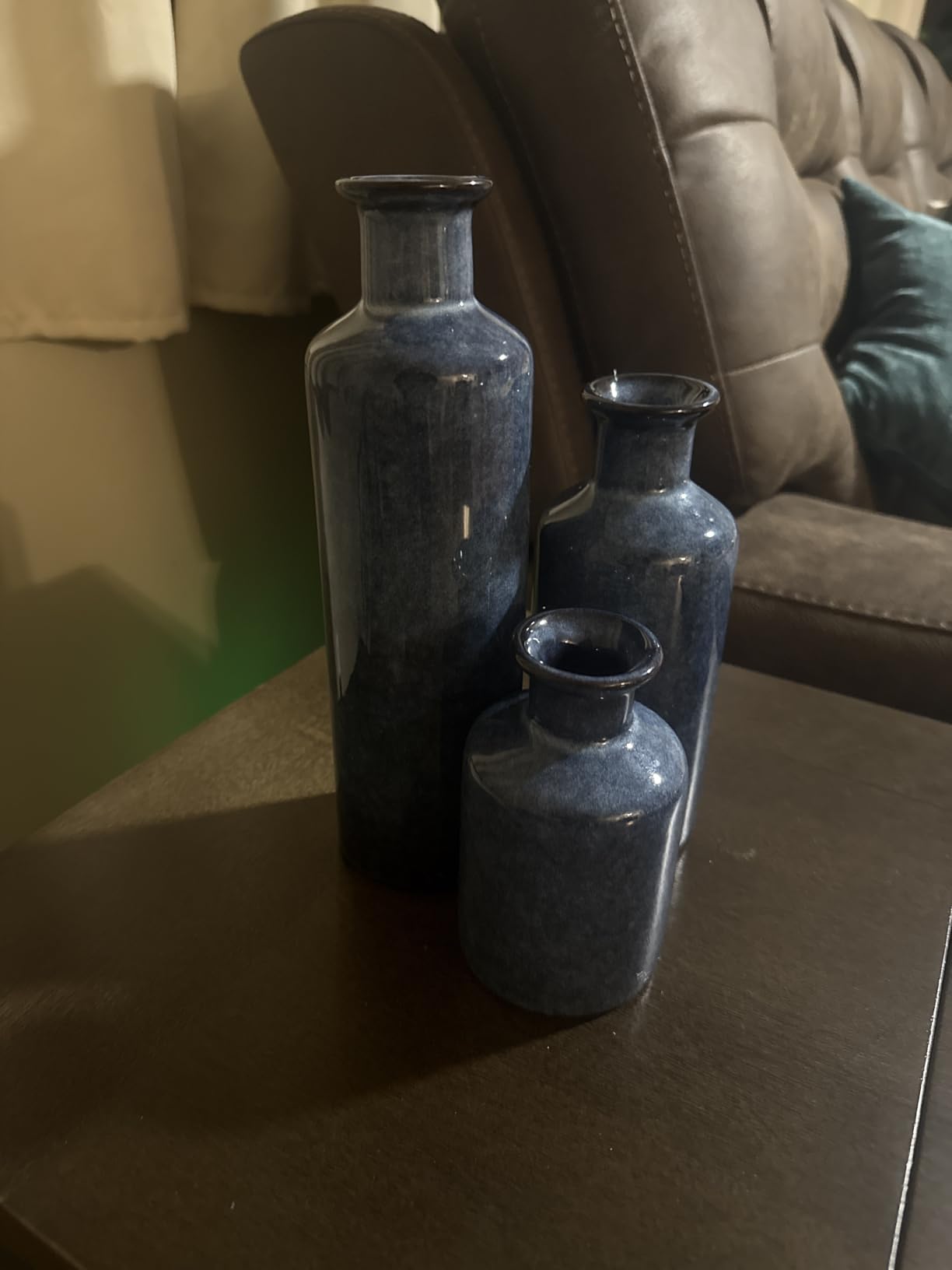 Blue Ceramic Vase Set - 3 Blue Small Vases, Farmhouse Country Flower Vase Home Decor, Living Room Decoration, Table Decoration, Fireplace Decor, and Entrance Decorations Centerpieces customer photo 1