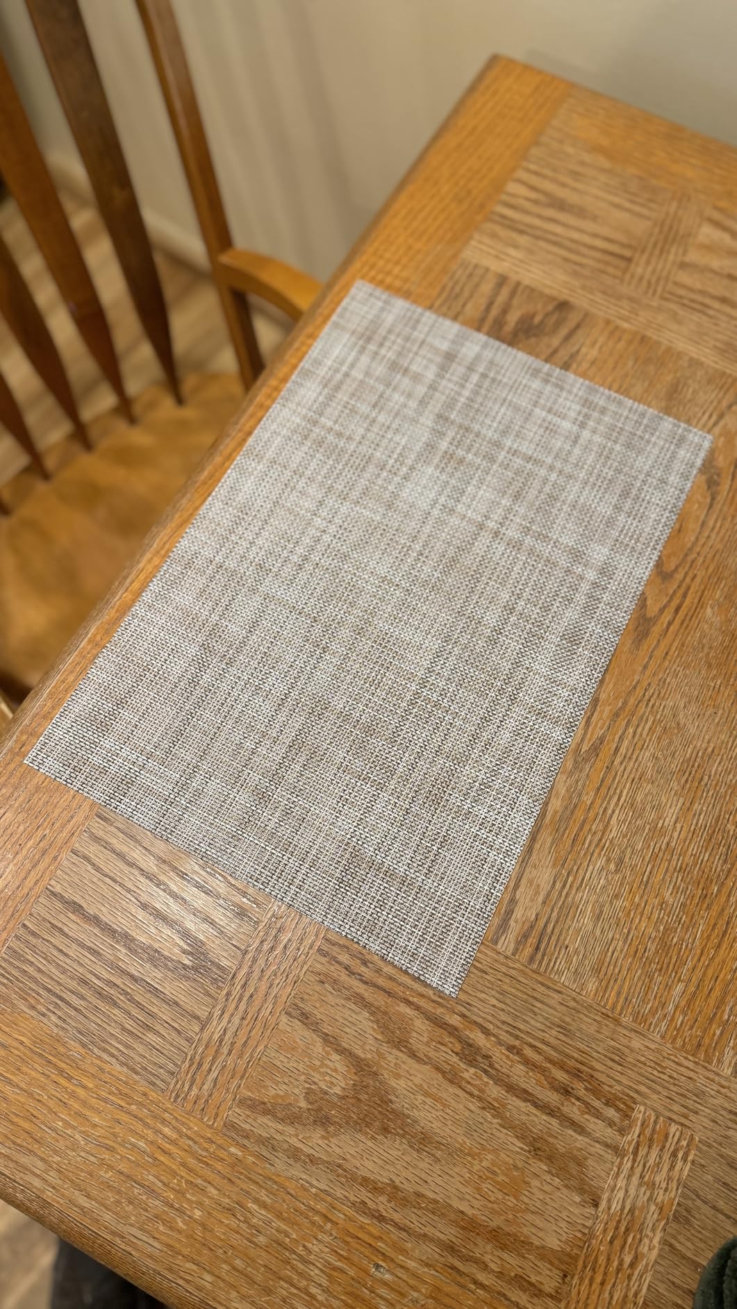 Leetaltree Beige Placemats Set of 4 - Heat-Resistant, Non-Slip Table Mats, Washable Woven Vinyl for Indoor & Outdoor Dining customer photo 1