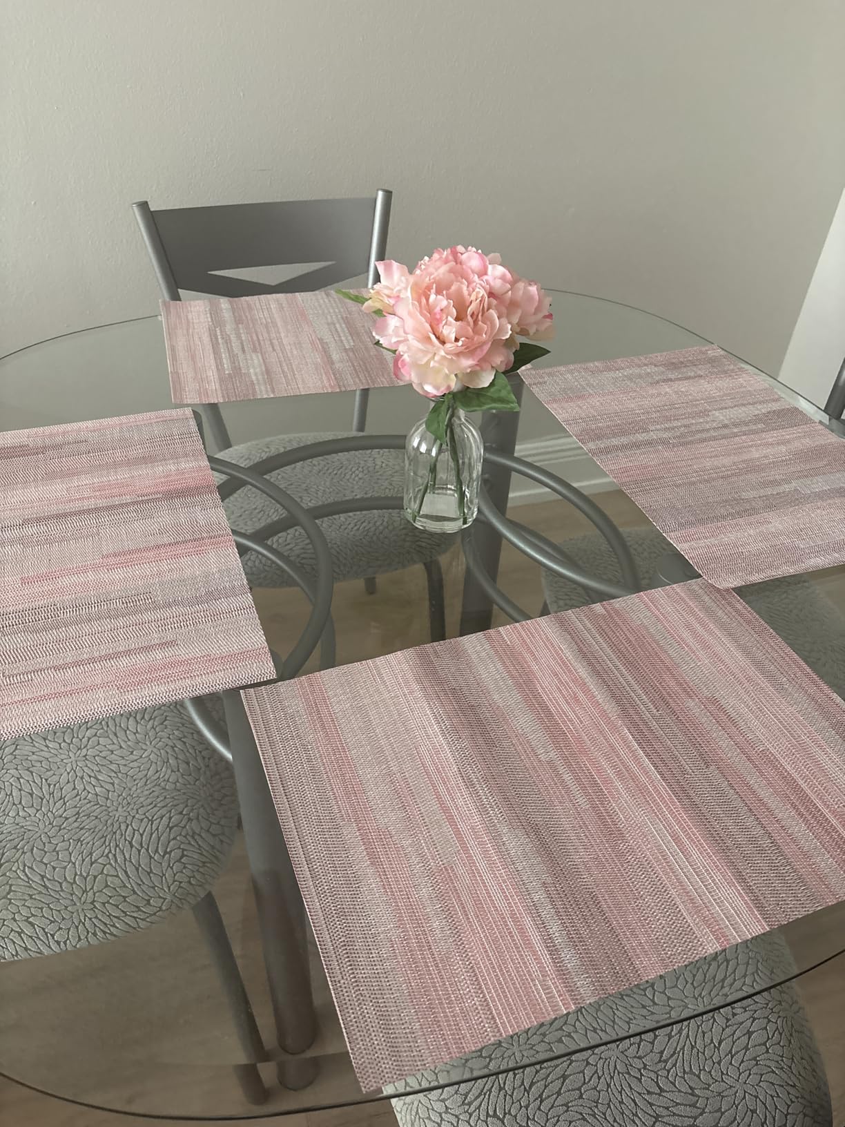 Leetaltree Beige Placemats Set of 4 - Heat-Resistant, Non-Slip Table Mats, Washable Woven Vinyl for Indoor & Outdoor Dining customer photo 2