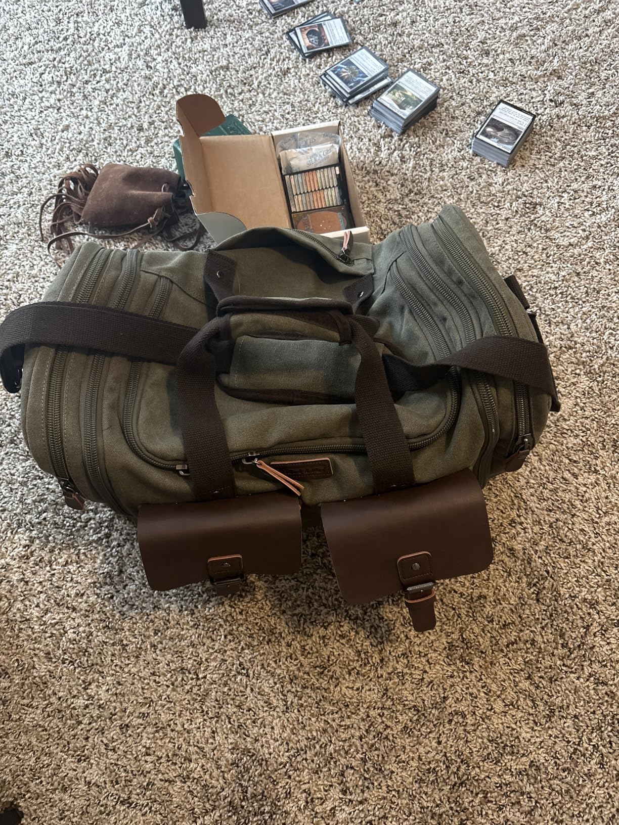 Wildroad Waxed Canvas Genuine Leather 50L Waterproof Duffle Bag - Vintage Travel Weekender Overnight Carry On customer photo 2