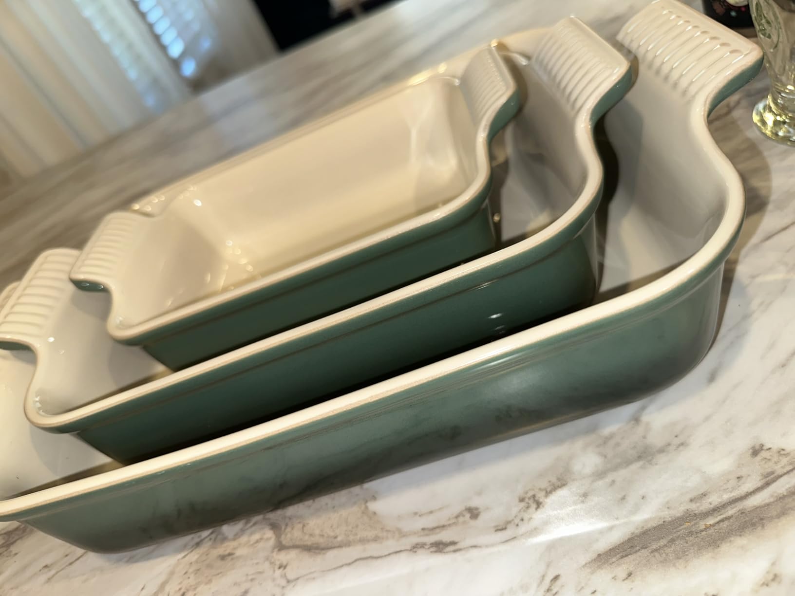 Le Creuset Stoneware Heritage Set 3 Rectangular Dishes, White customer photo 2
