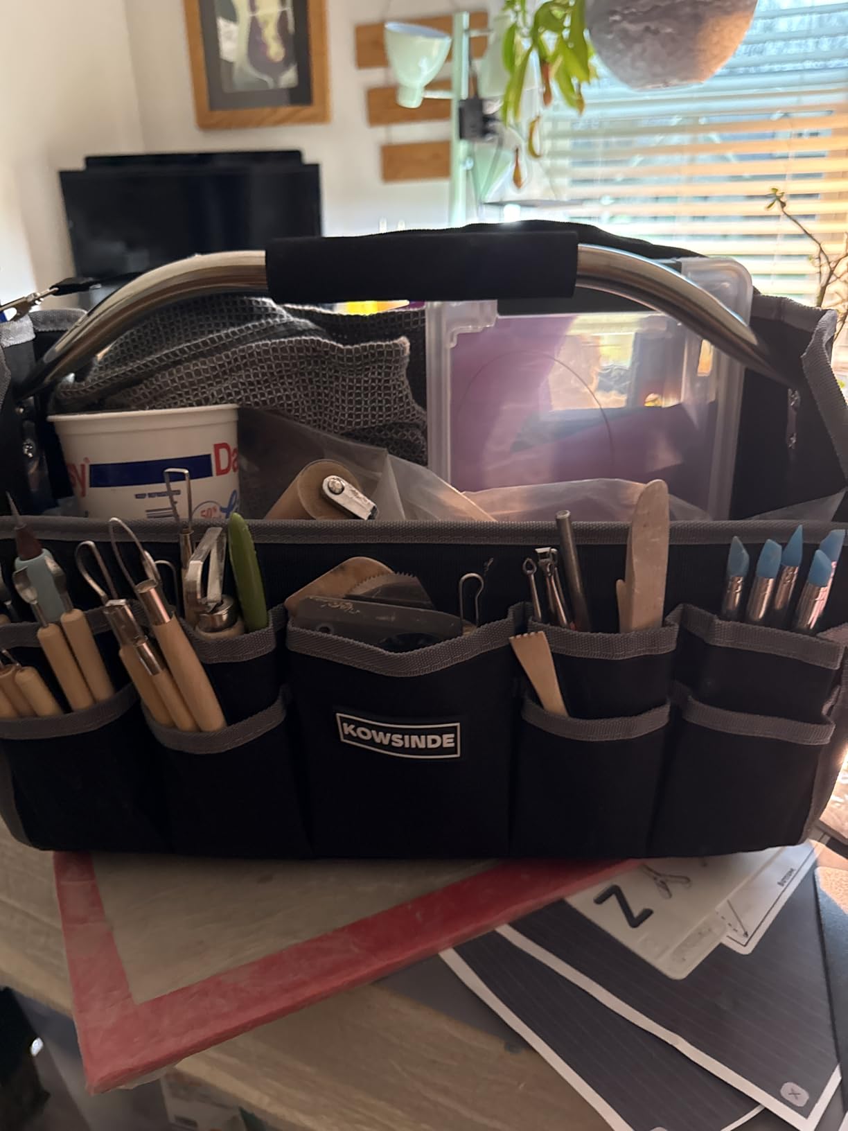 Kowsinde 16 Inch Tool Bag, Electrician Tool Bag, Open Top Tool Bags, 26 Pockets Can Hold Many Tools, Steel Handle and Removable Shoulder Strap customer photo 1