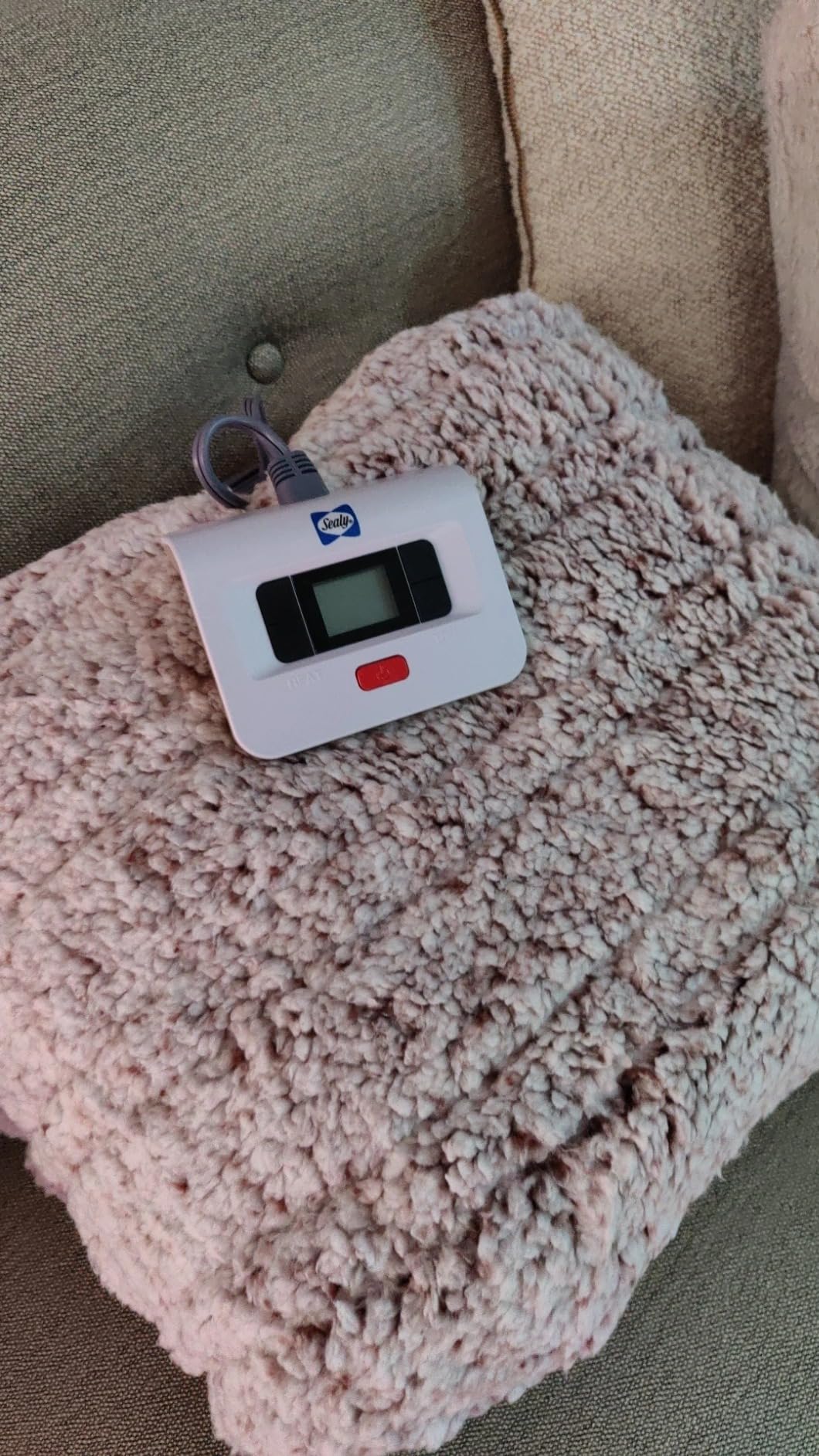 Sealy Electric Blanket King Size, Dual Control Soft Sherpa Heated Blanket with 10 Heating Levels & 1 to 12 Hours Auto-Off Settings Over-Heated Protection 90