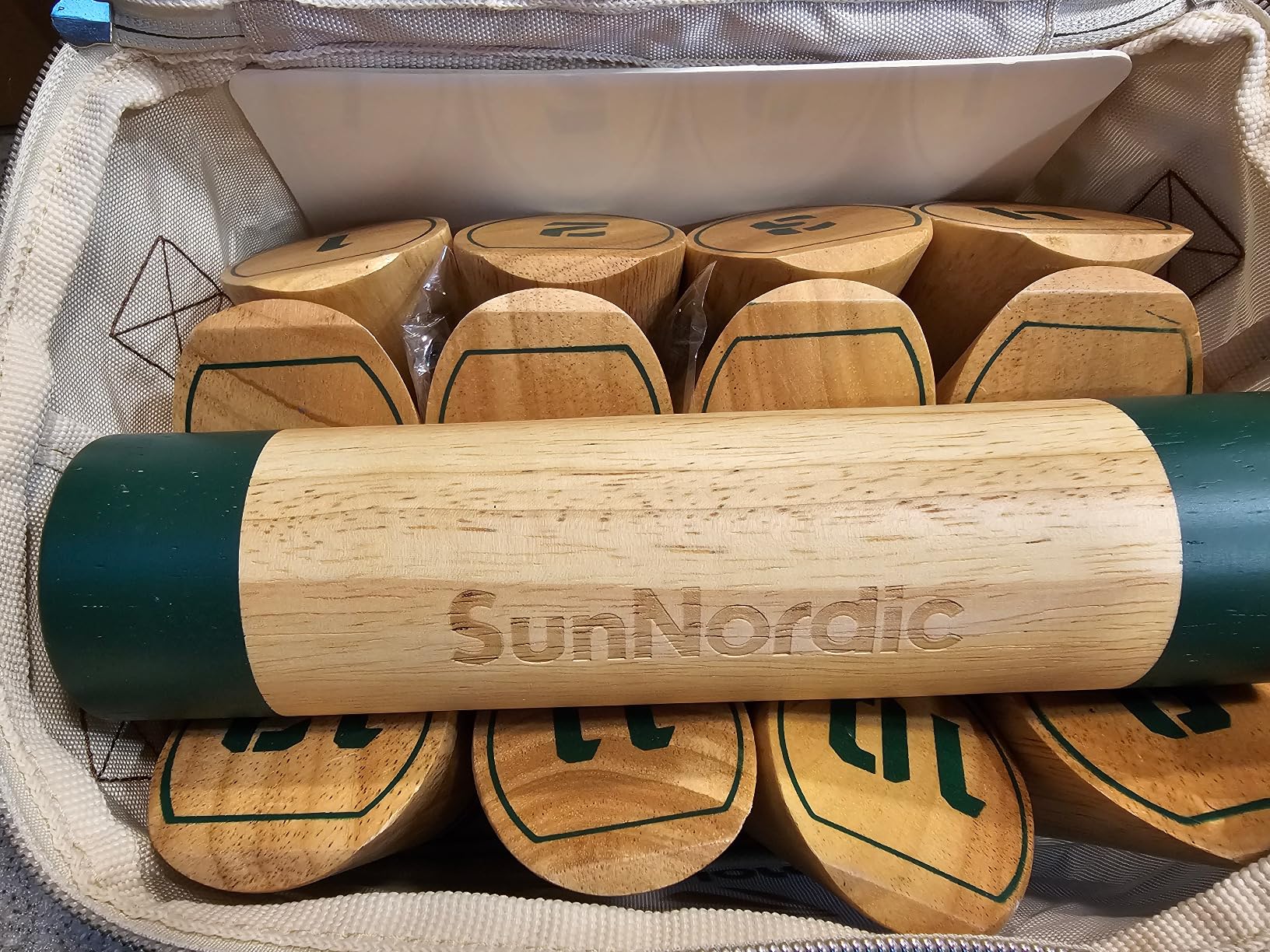 SunNordic Wooden Throwing Game Set, Numbered Block Toss Games with 1 x Scoreboard, 12 x Premium Rubber Wood Pins & 1 x Dowel, Outdoor Backyard Lawn Bowling Yard Game for Kids, Adults & Family customer photo 2