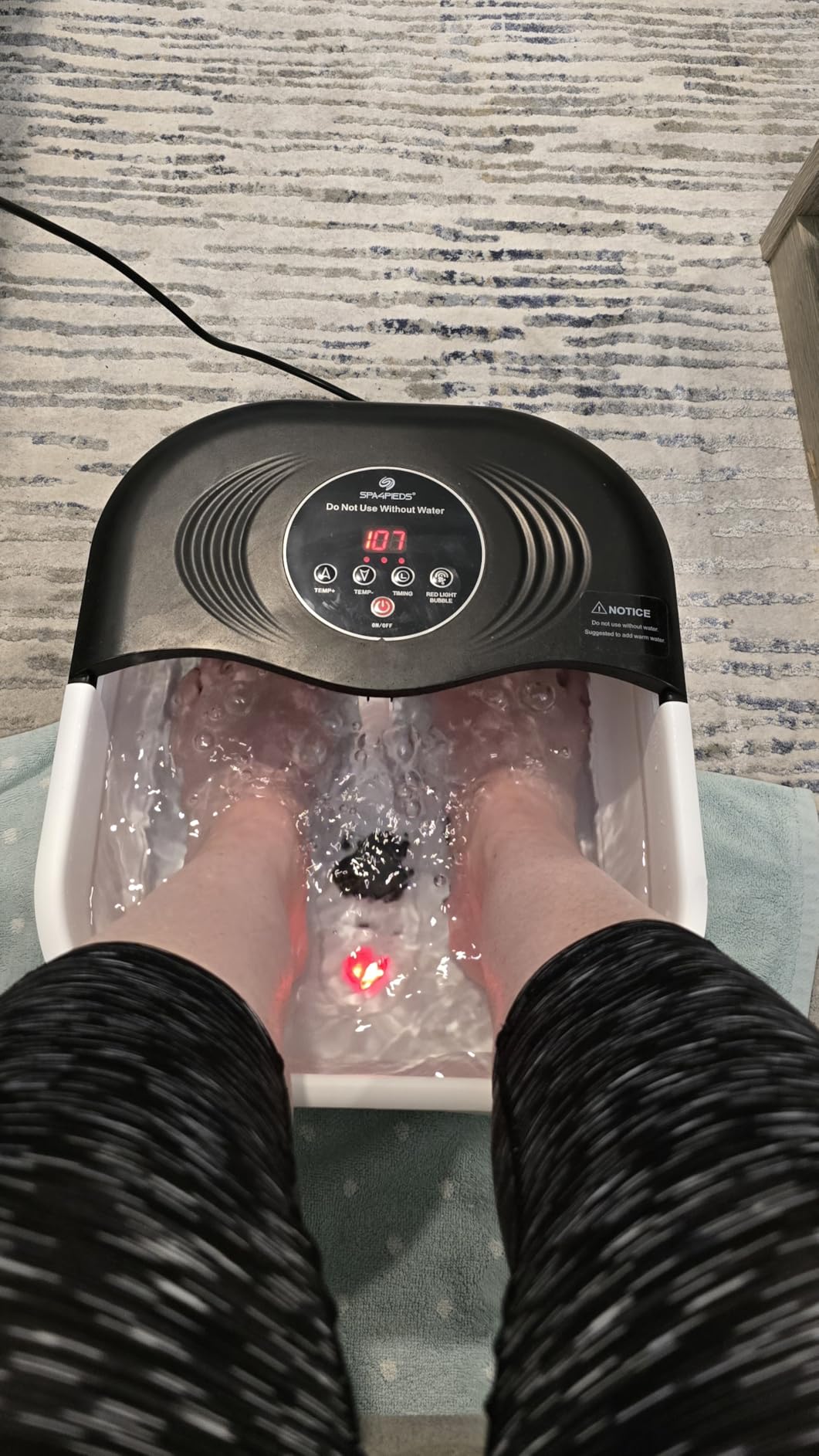 Collapsible Heated Foot Spa with Bubble and Red Light Temperature Control Foot Bath Massager and Soaking Tub Featuring 8 Shiatsu Massage Rollers Pumice Stone and Built-in Timer Ideal Gift for Wife, Mom customer photo 2