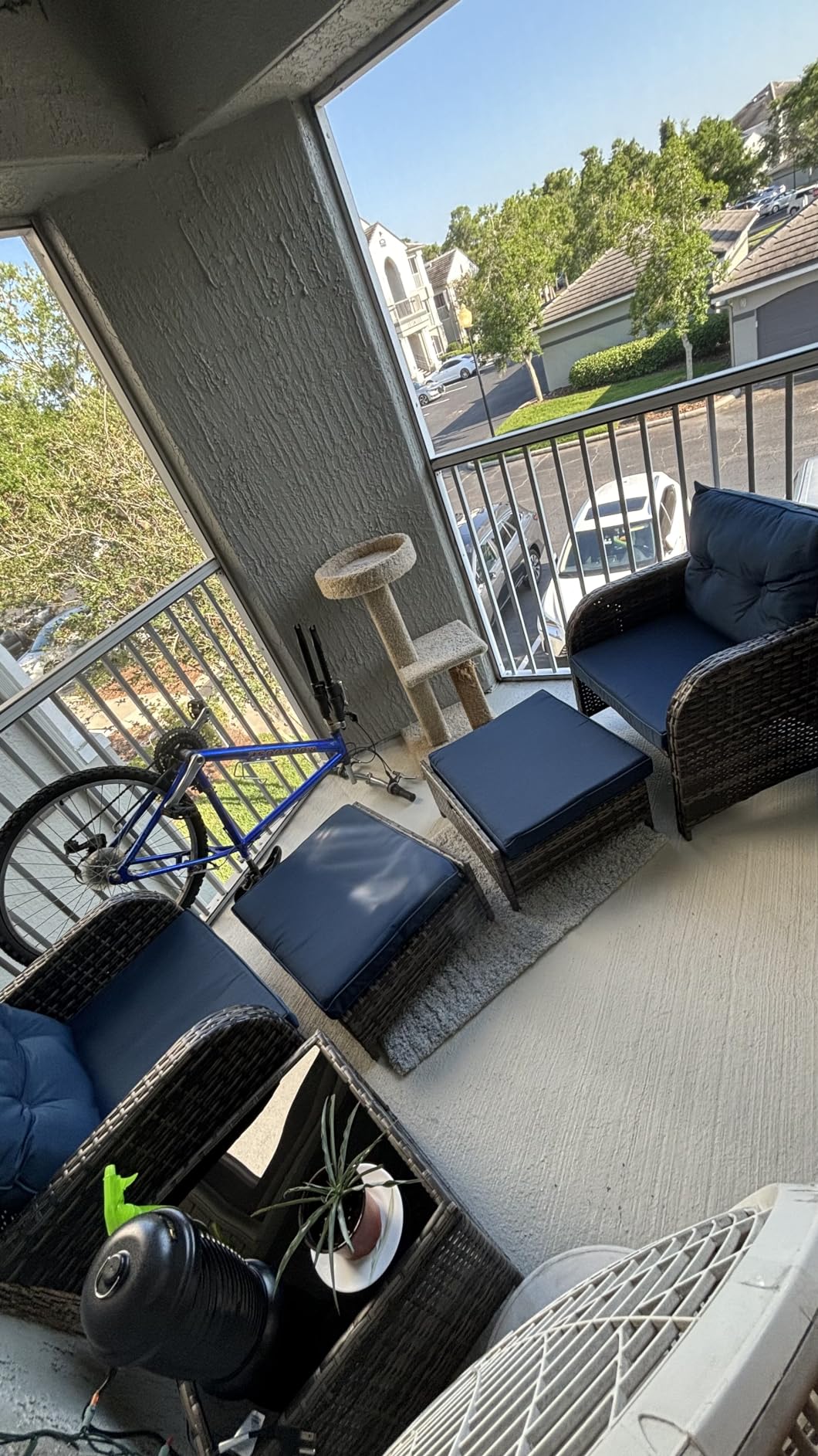 5 Pieces Wicker Outdoor Patio Chairs with Ottomans, All Weather PE Rattan Outdoor Conversation Set Bistro Patio Furniture Set with Hidden Ottoman for Porch Backyard Balcony, Blue customer photo 1