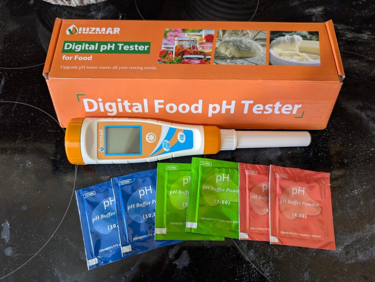 UIUZMAR pH Tester for Food Digital pH Meter for Sourdough Starter and Dough Spear Sensor Food pH Kit Works for Fermented Sausages Cheese Sushi Rice Canned Jam Soapmaking and Other Solid Semi-Solid customer photo 2