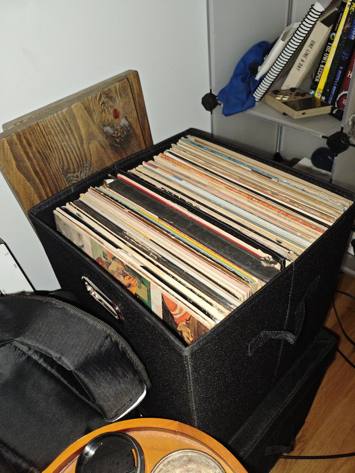 Sturdy Vinyl Record Storage Box - Album Storage Holds up to 50+ Single Record, LP Storage Organizer Crate with Lid, Decorative Moving Box For Records customer photo 2