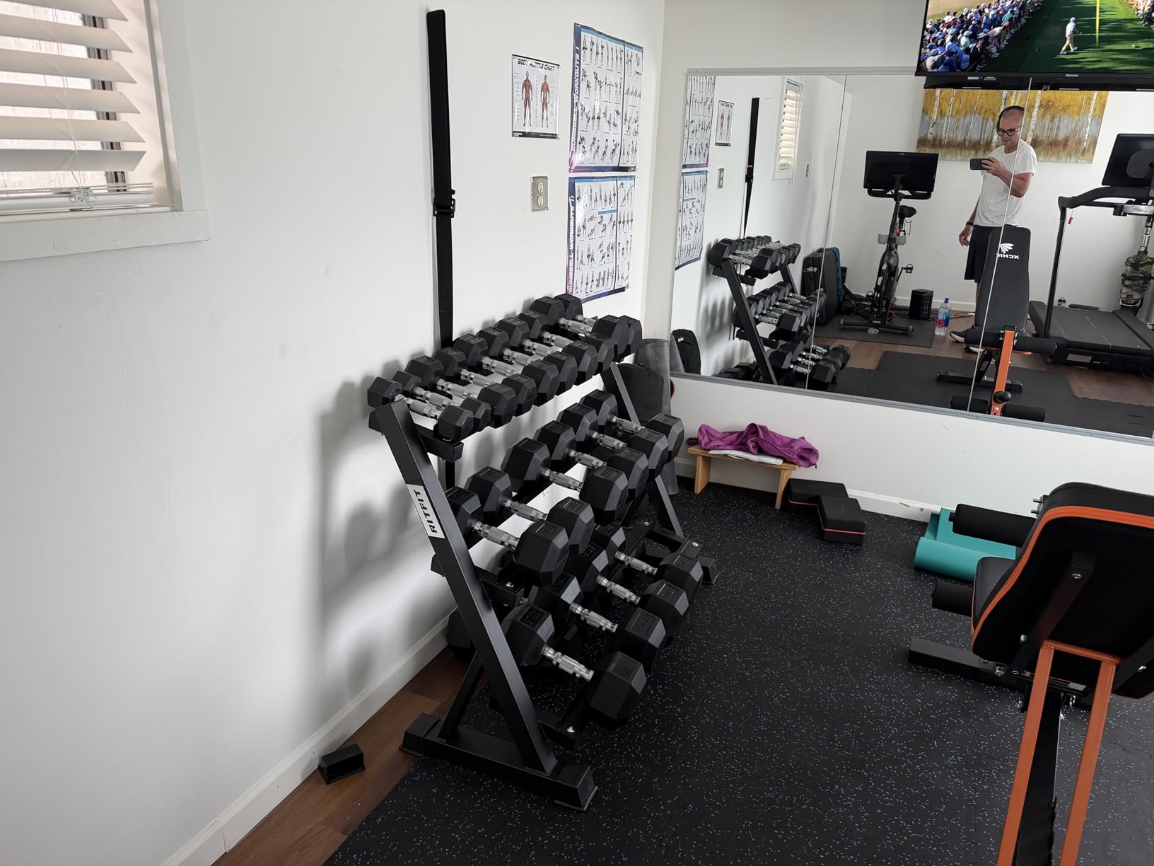 RITFIT Rubber Hex Dumbbells Set with Rack, 180-780LB Heavy-Duty Cast Iron Core, Knurled Chrome Handle, Space-Saving Storage Rack for Home Gym Strength Training customer photo 1