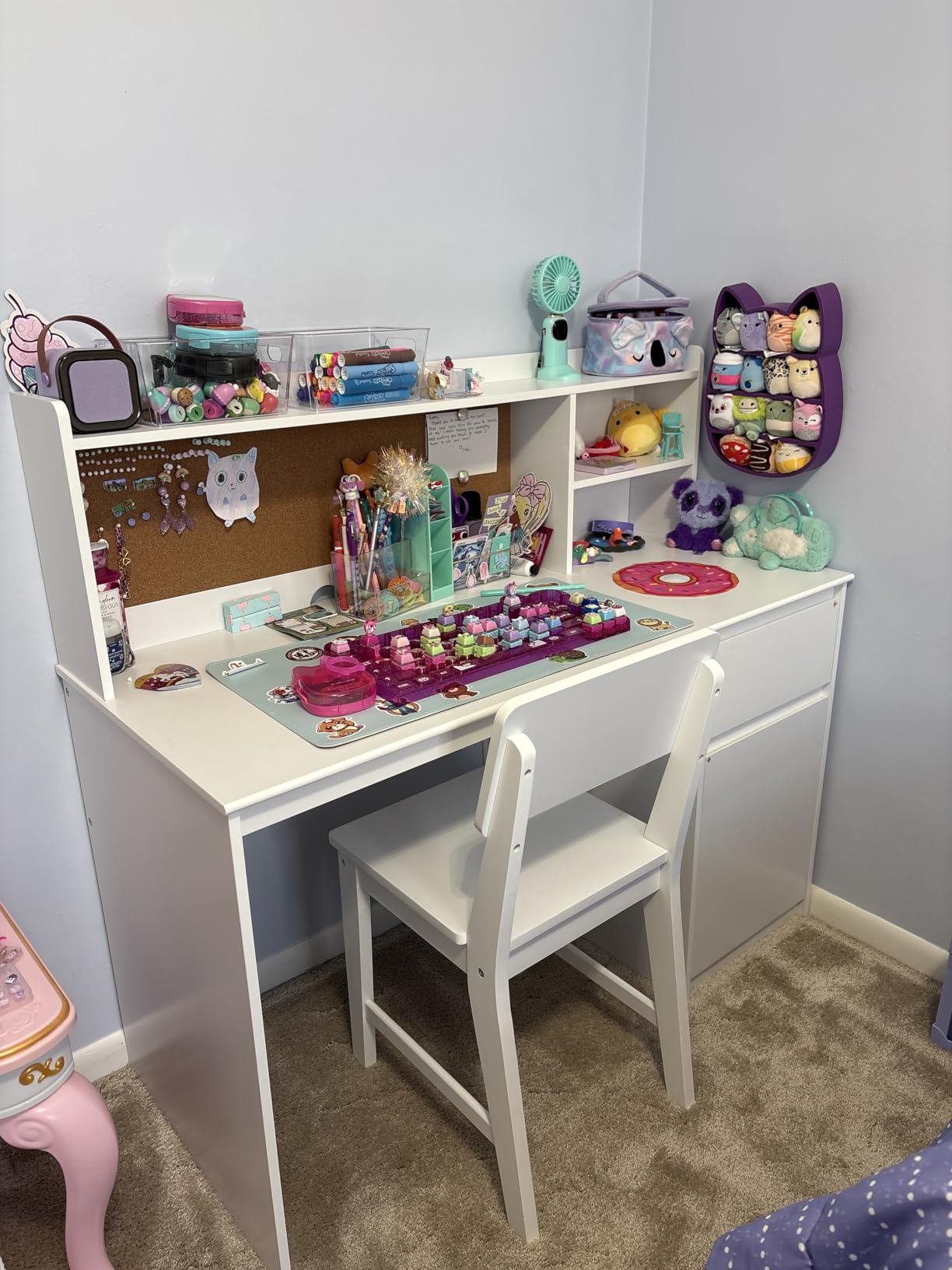 UTEX Kids Study Desk with Chair, Kids Desk and Chair Sets with Hutch for 5-12, Wooden Children Study Table, Student Writing Table Computer Workstation customer photo 2