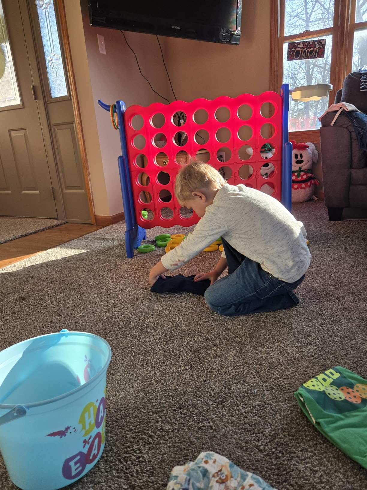 Giant 4 Row Game with Carrying Bag and Mesh Fabric. Giant 4-to-Score Game Set Suitable for Indoor and Outdoor Holiday Parties and Family Gatherings (Blue Red) customer photo 2