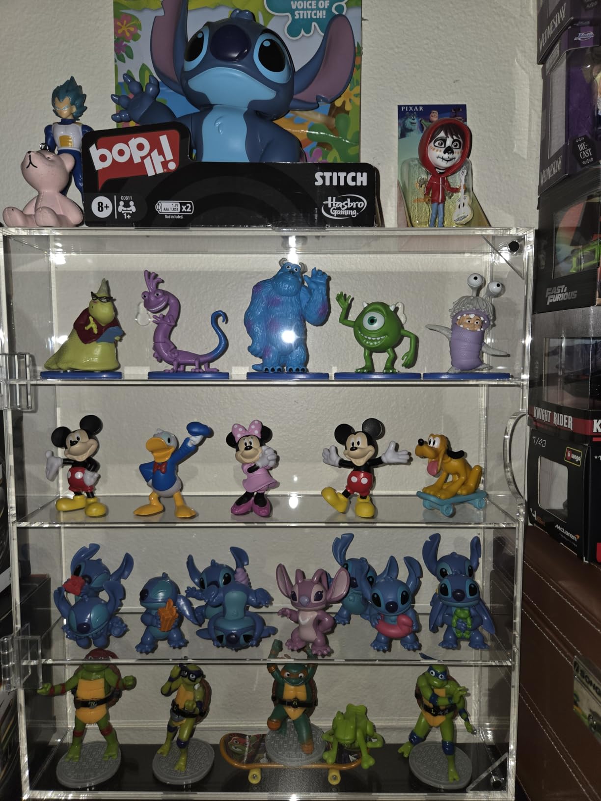 AITEE Acrylic Display Case for Mini Funko Pop Figures, Clear Wall Mounted or Desktop 3 Layer Storage Cabinet Organizer for Mini Figures,Collections,Dustproof Display Case for Toys Rock Stone customer photo 1