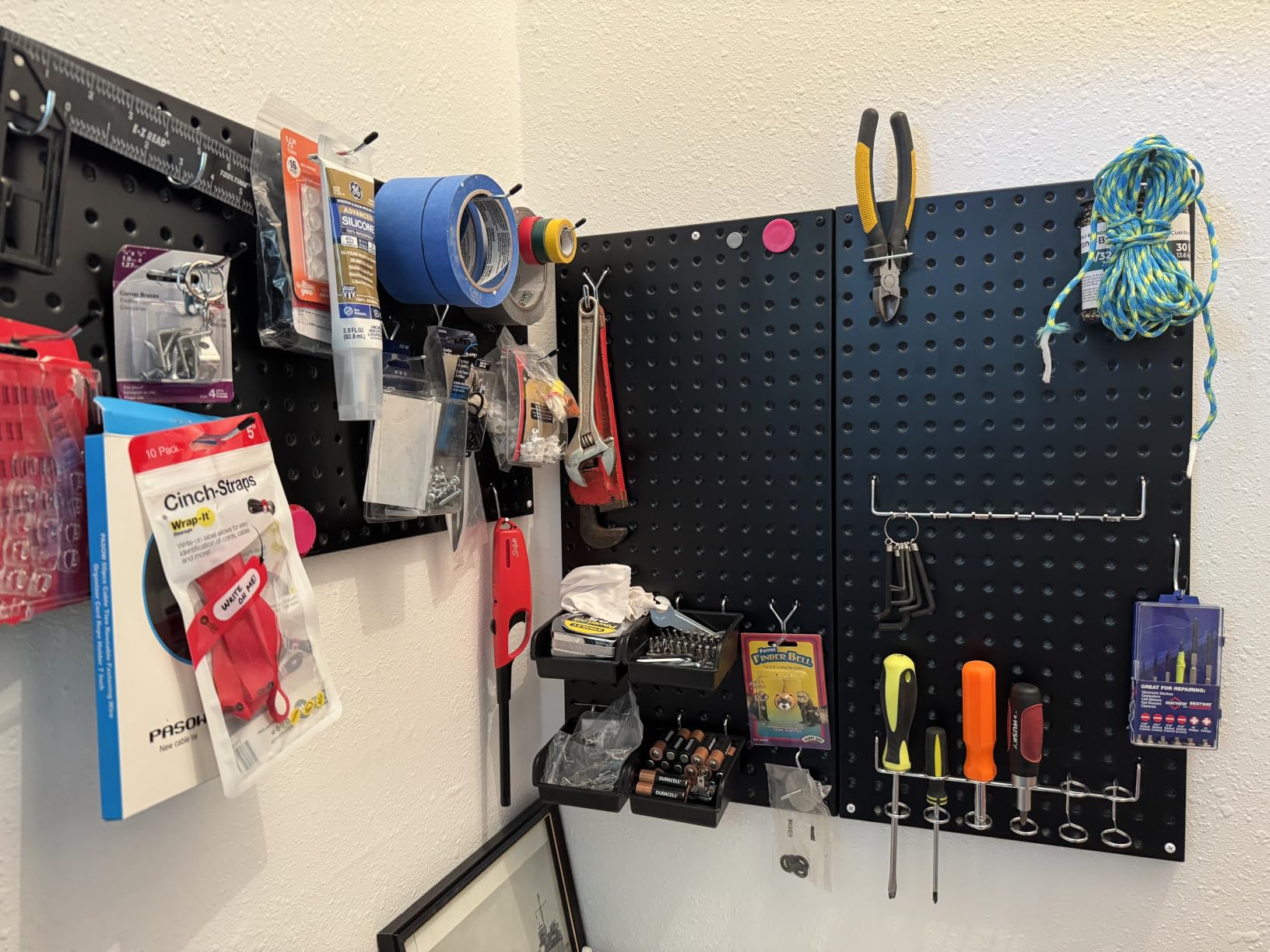Ultrawall Metal Pegboard Wall Panels, Peg Boards for Garage Tool Storage | Heavy Duty Pegboard Tool Storage Kit Black 4 Pcs customer photo 1
