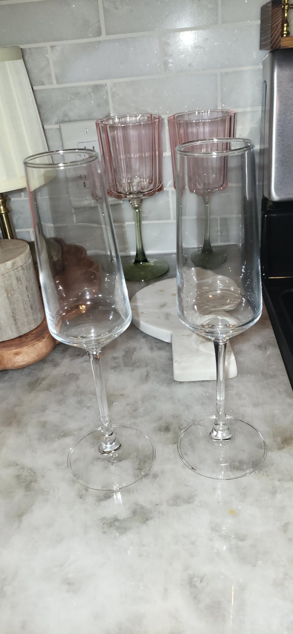 PARACITY Champagne Flutes, Champagne Glasses Set of 2, Elegant Glass Champagne Flutes, Gift for Birthday, Wedding, Christmas, Clear Sparkling Champagne Glasses for Women, Men (transparent) customer photo 1
