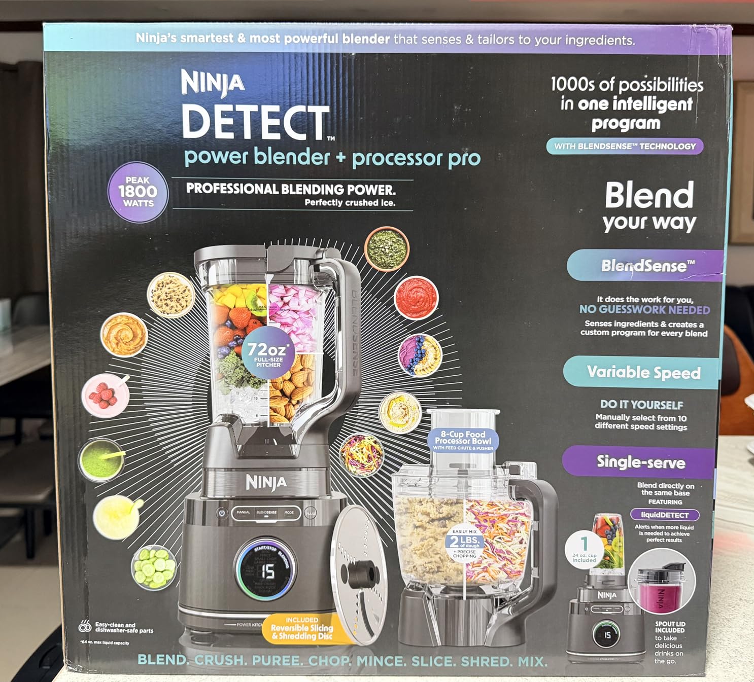 Ninja Kitchen System | Food Processor & Blender with BlendSense Technology | 8-Cup Bowl & 24-oz. To-Go Cup | For Smoothies, Cookie Dough, Salsa & More | 1800-Peak-Watt | Black | TB401 customer photo 1