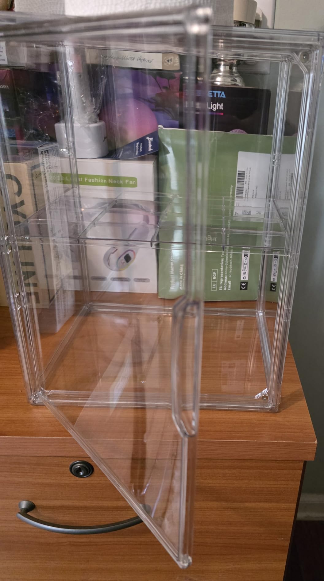 Clear Acrylic Display Case, Stackable Plastic Storage Bins with Magnetic Attraction Lid, Showcase for Cosmetic, Large Figures Collectibles, X-Large customer photo 2