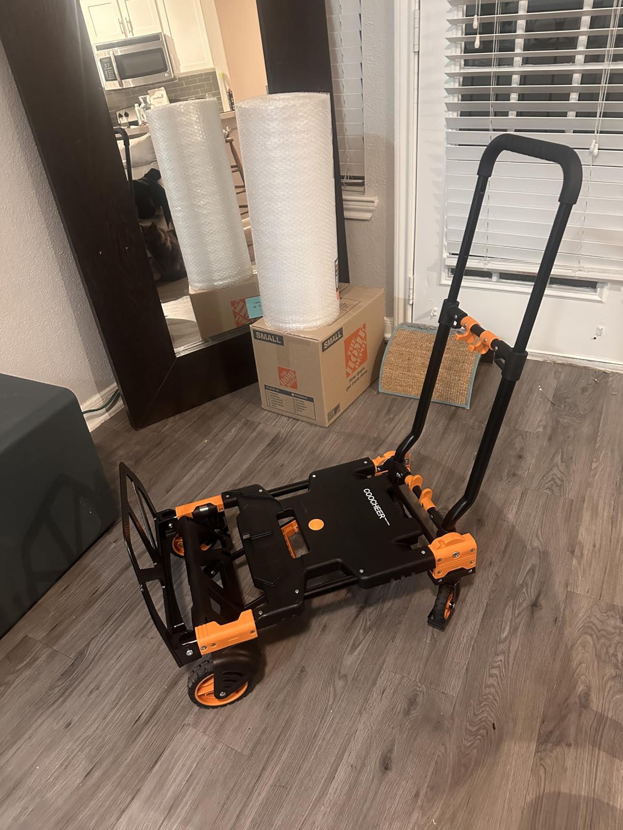 330LB Folding Hand Truck Heavy Duty Carrying, Combination of Four Wheels and Two Wheels Convertible Dolly Cart with Retractable Handle customer photo 2