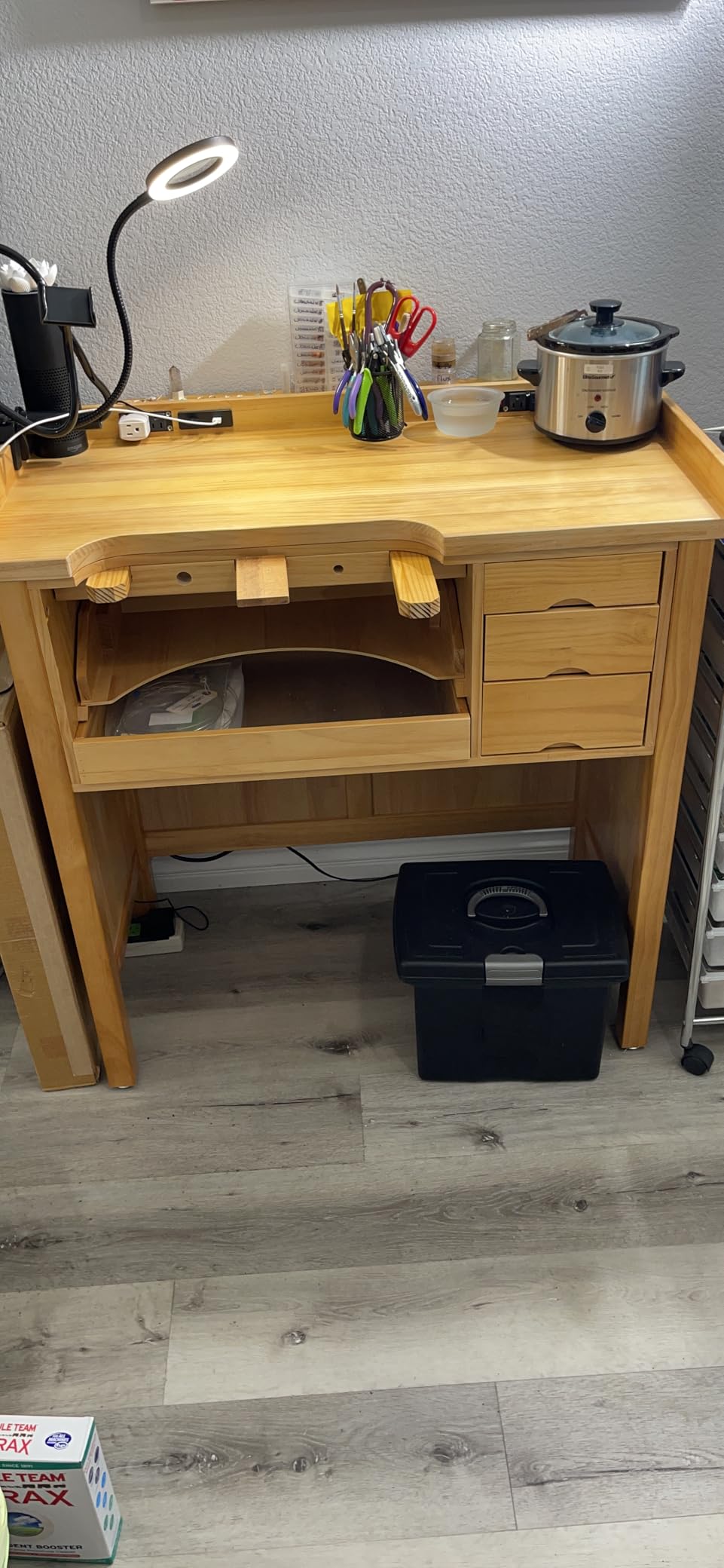 Noble Fine Wood Smart Jewelers Bench - Wooden Workbench with Drawers, Solid Wood Top, Power Outlets and USB Ports for Jewelry Making customer photo 1